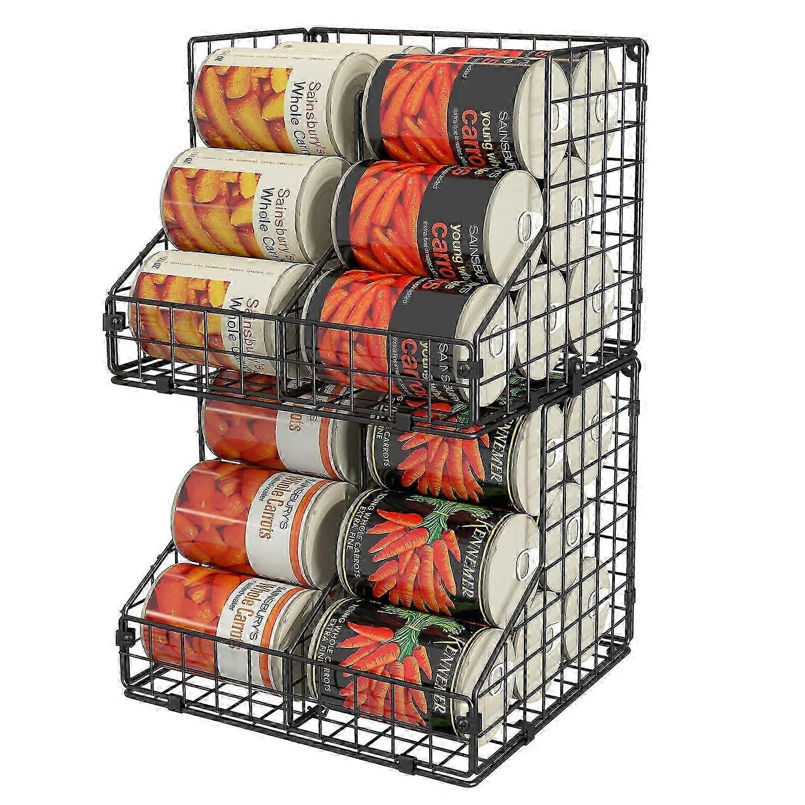Stackable Adjustable Can Organizer for Pantry Supports Up to 28 Cans
