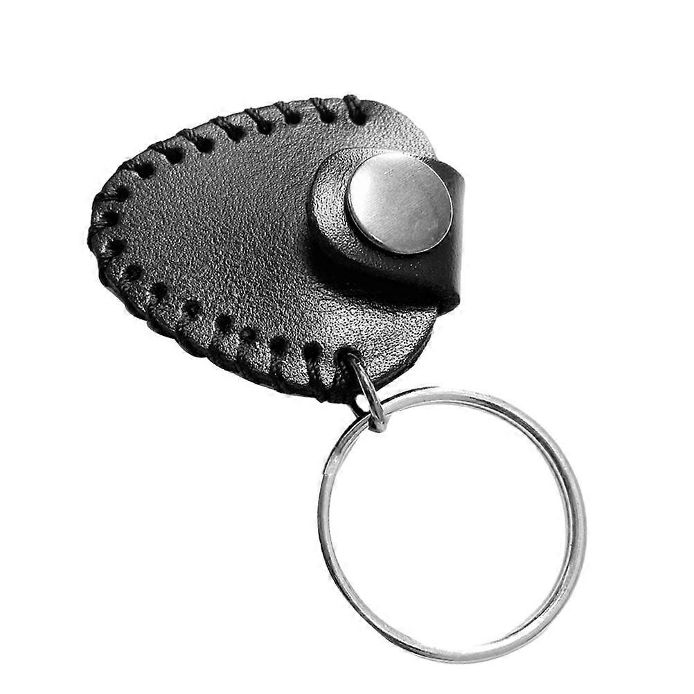 Guitar Plectrum Pouch Black Rectangular with Ring Design Waterproof Storage 1Pack