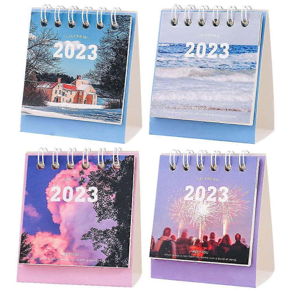 Calendar Ornament Household Desktop Calendar 2023 Year Table Calendar for Home Multi 6x6cm Date Marking 4Pcs