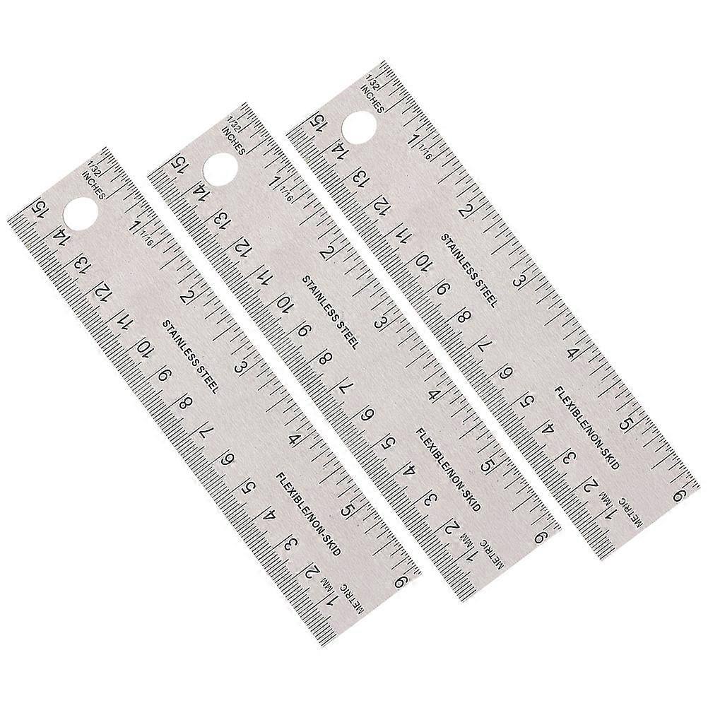 Rulers For School Metal Ruler With Non Skid Cork Simple Design Students Office Use Architecture Scale Ruler 15cm Wood 3Pack