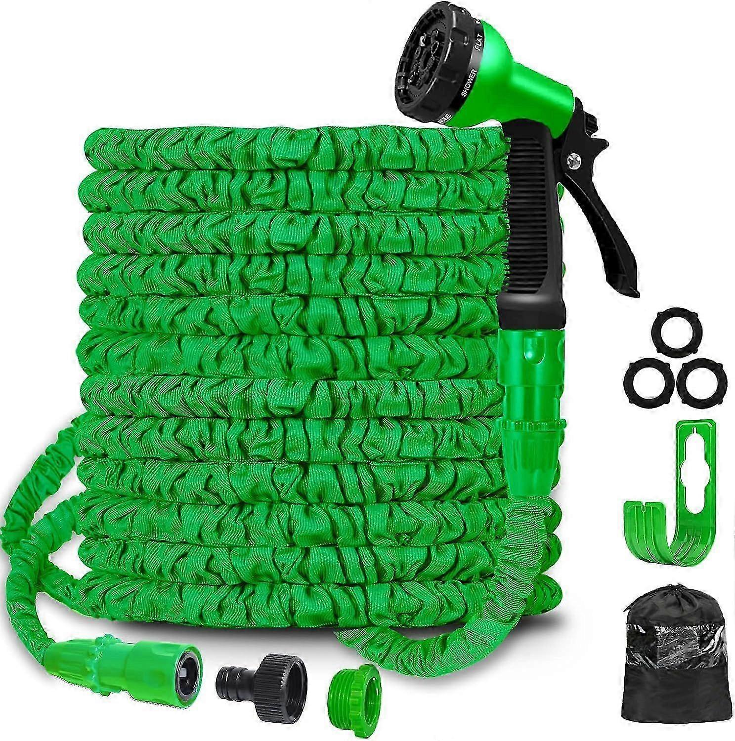 100FT Expandable Garden Hose Pipe, Flexible Expanding Magic Hose with 3/4, 1/2 Fittings, 7 Function Spray Nozzle Compatible with Various Bra