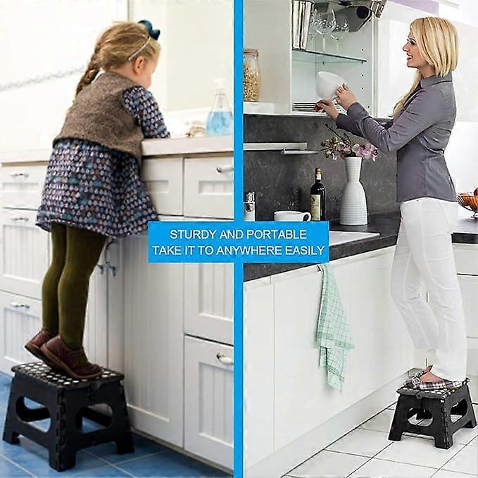 Multifunctional folding stool portable small stool plastic bench home stall light small stool black