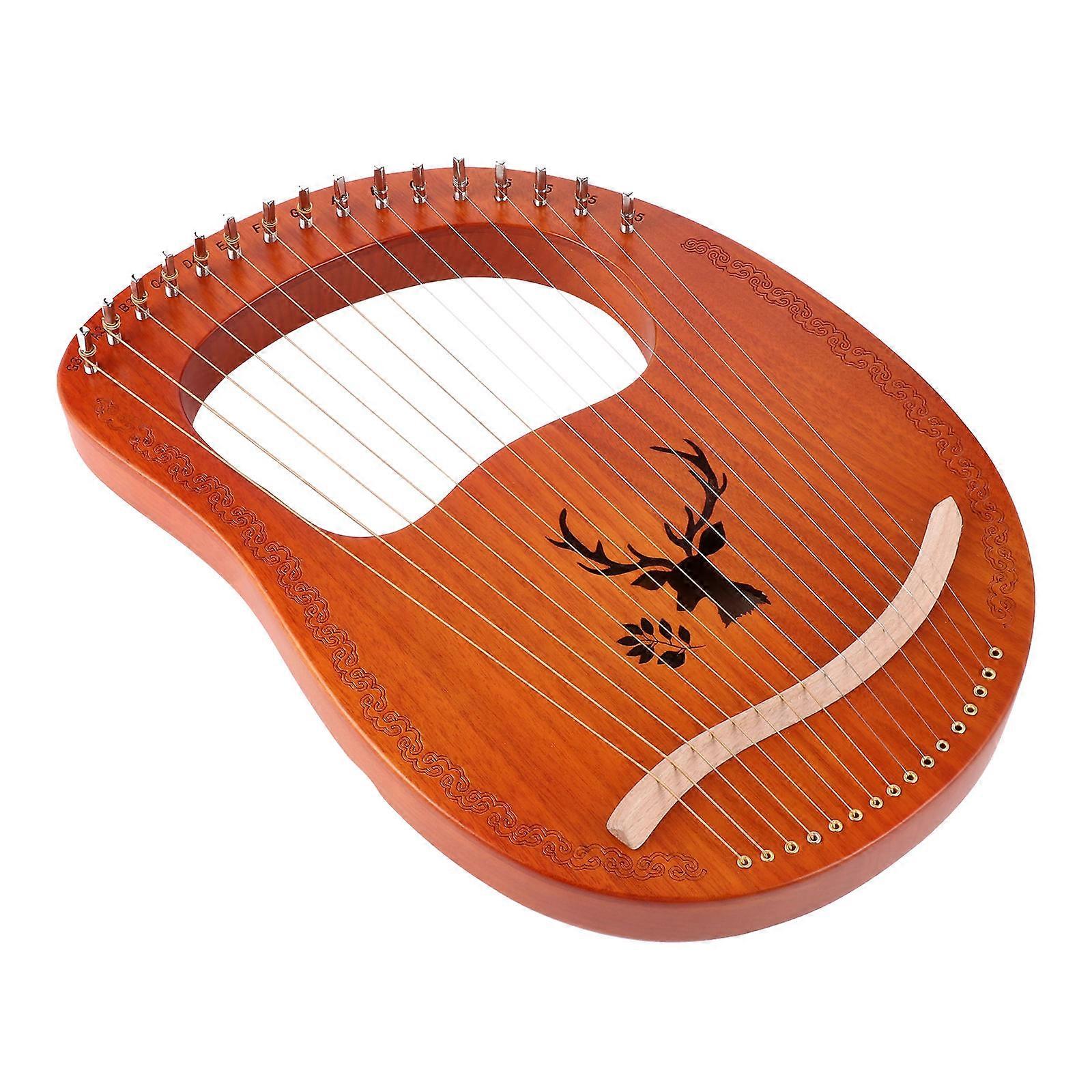 Folk Musical Instrument Lyre Harp Music Cultivation Handheld Traditional Western Design Orange 1Set