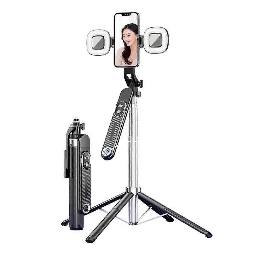 P510 Extendable Phone Selfie Stick 1.8m Live Streaming Four-Leg Bracket with 2 Square Fill Lights