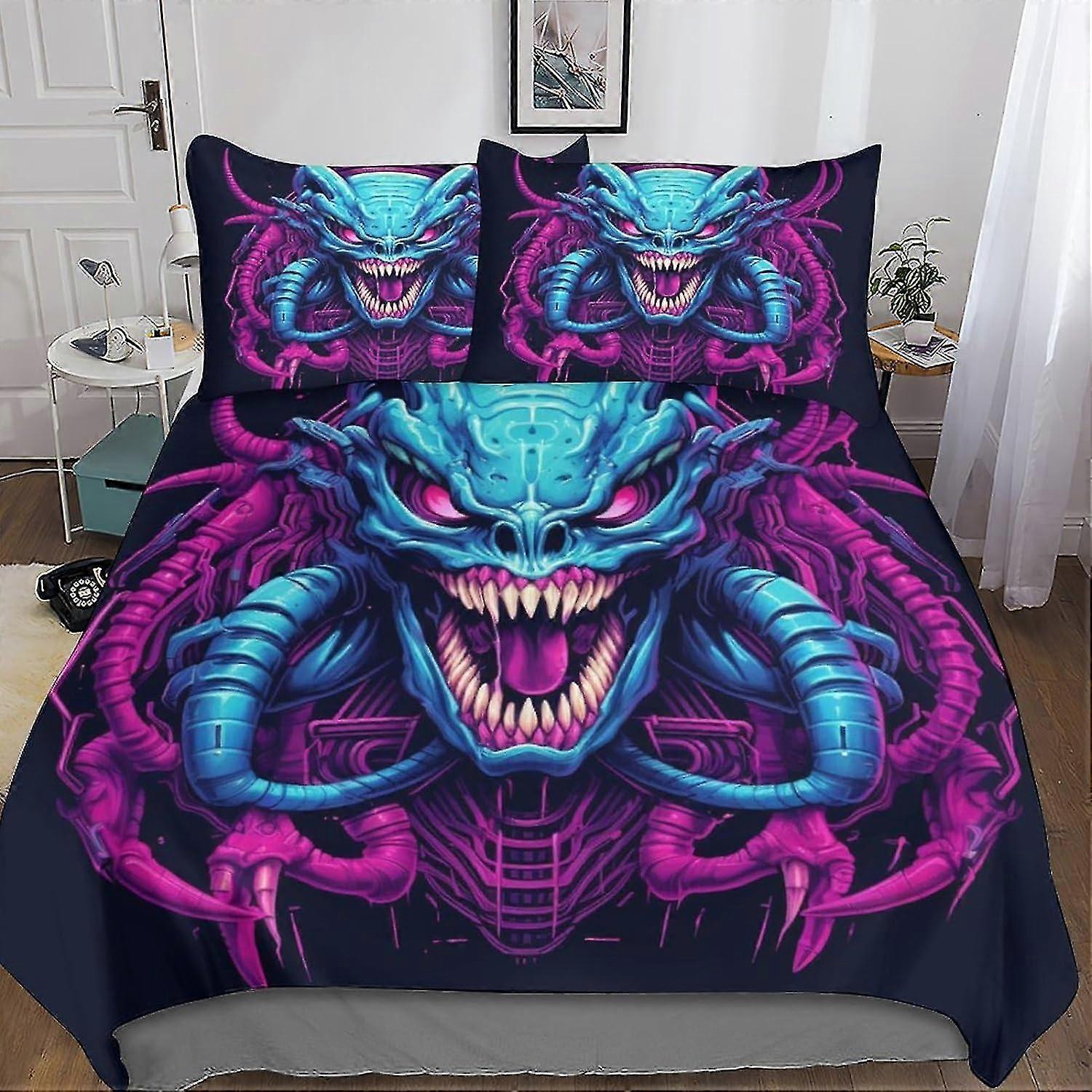 Psychedelic Art 3D-tryckt påslakanset - Mjuka sängkläder i mikrofiber för vuxna, tonåringar, barn - 3 stycken med örngott och dragkedja