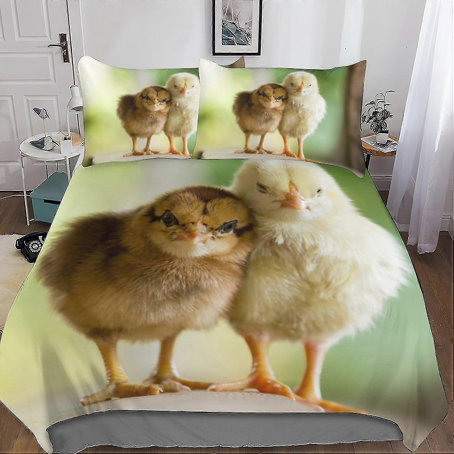 Conjunto de cama de microfibra de animais fofos, capa de edredom com impressão 3D e fecho de zíper, capa de edredom macia para adultos e crianças