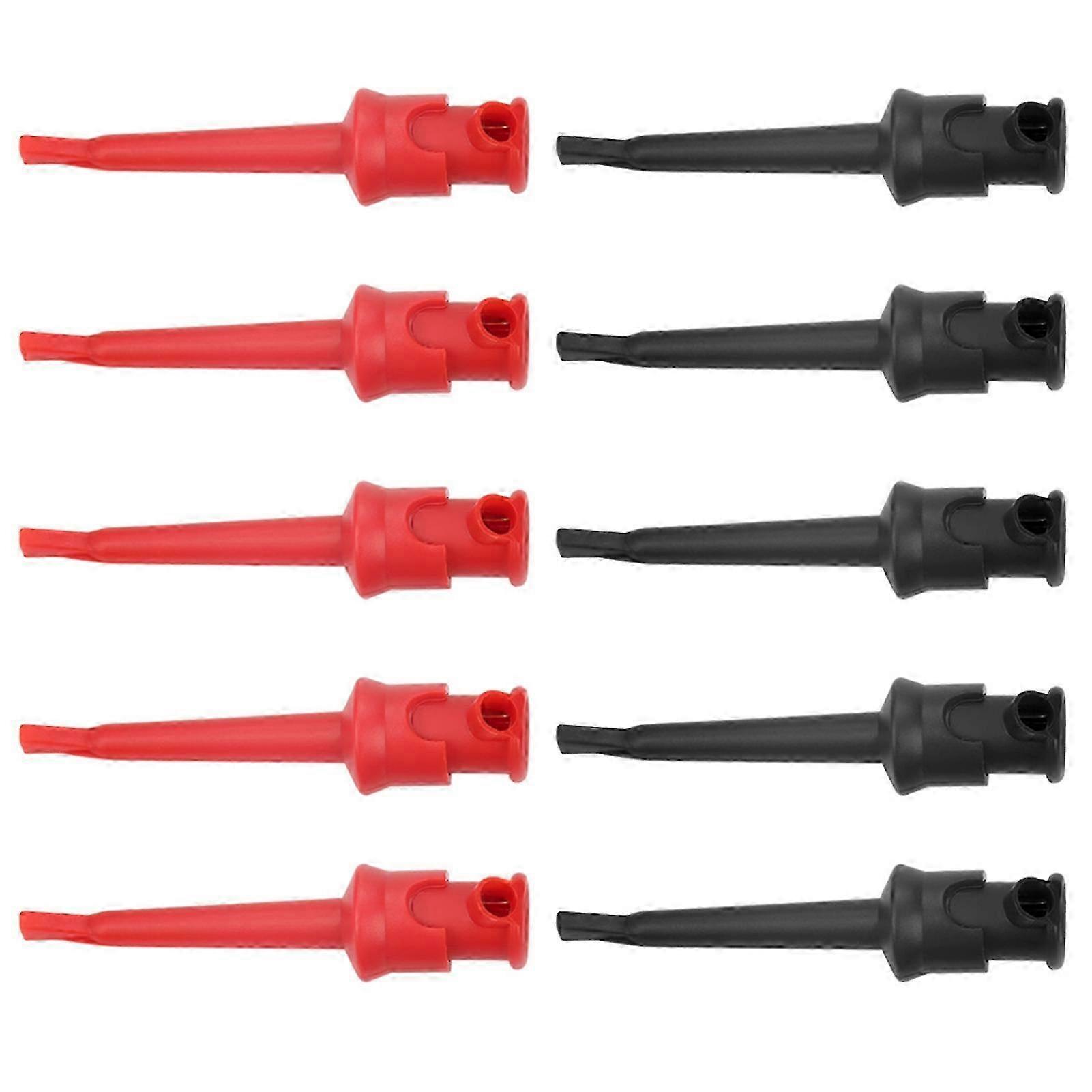 10pcs Multimeter Test Hook Lead Grabbers for SMD IC D20 Cable Welding (Black&Red)