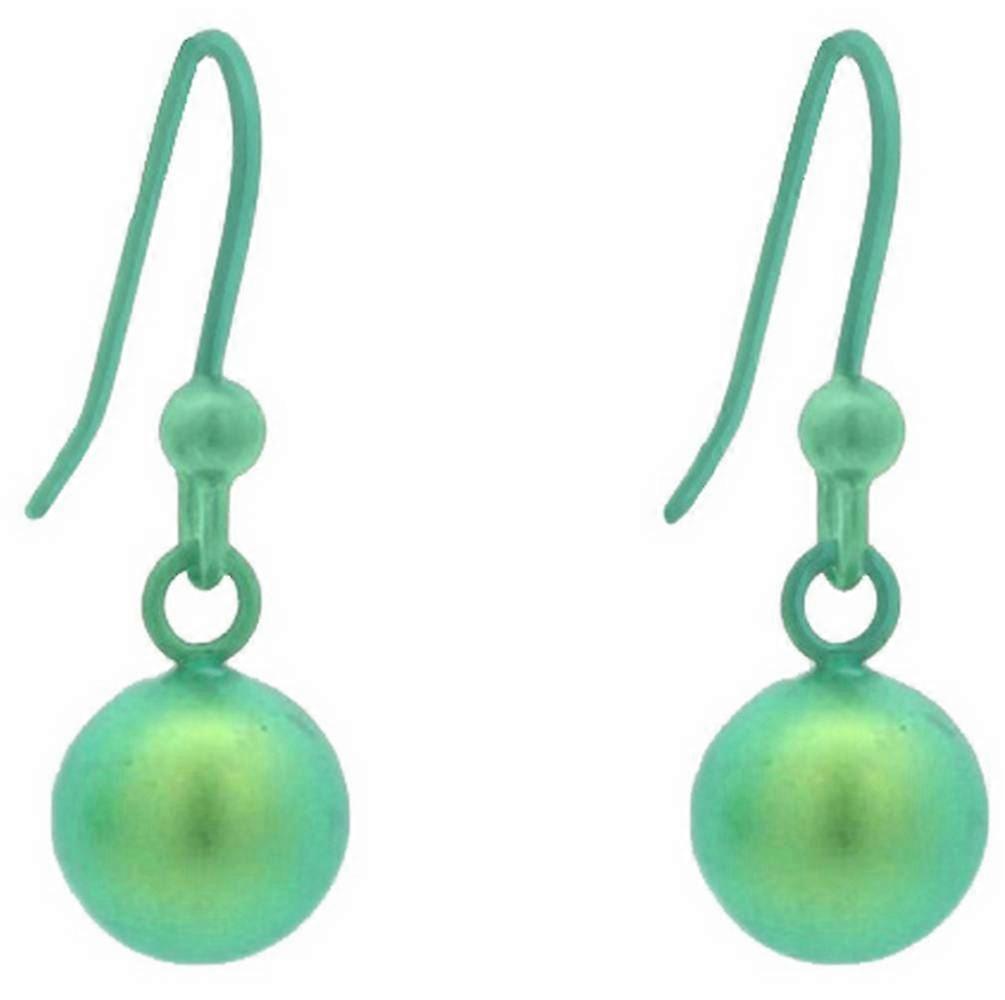 Ti2 Titanium Bead Drop Earrings - Green