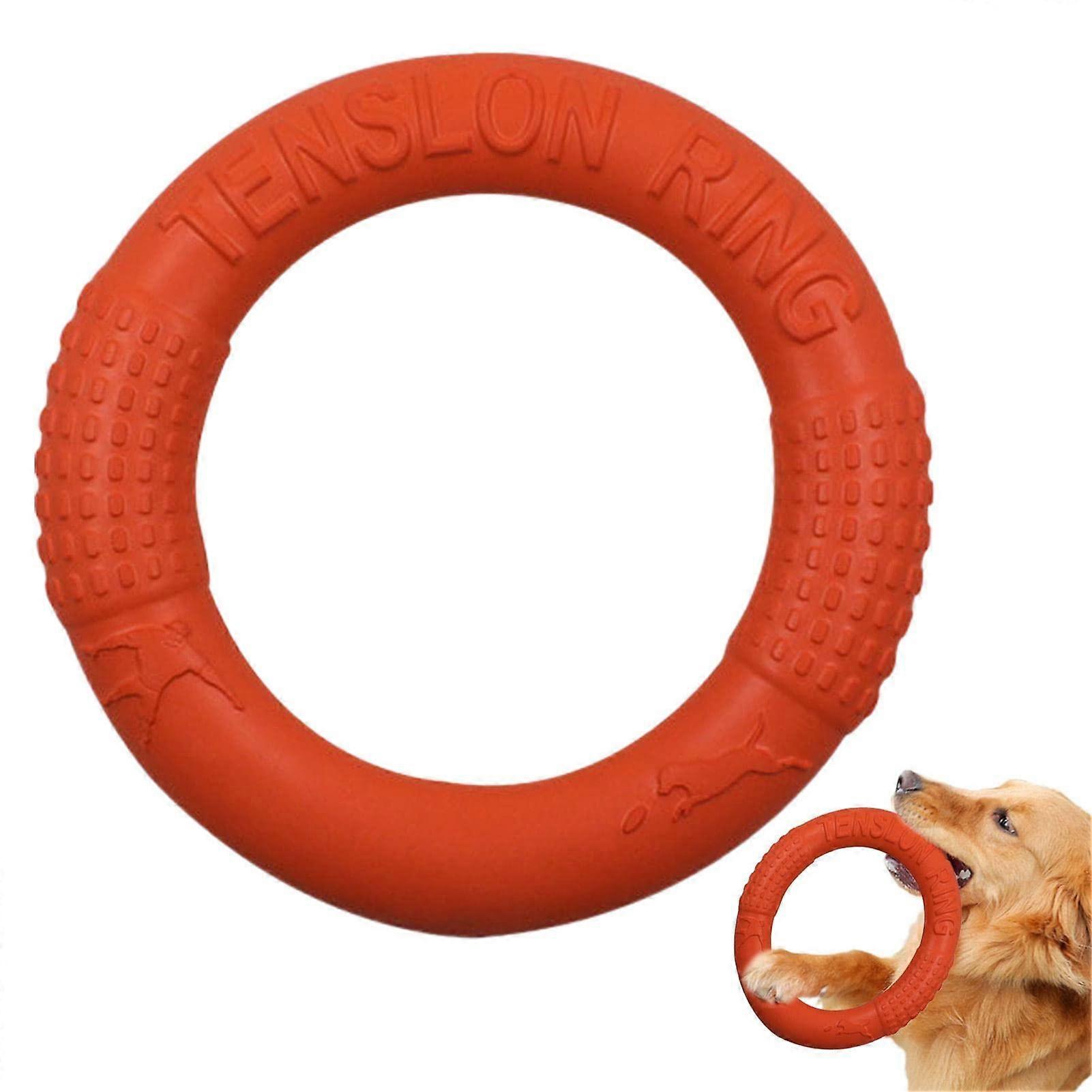 Dog Chew Rings for Aggressive Chewers  BiteResistant Flight Ring Toy (Orange, L)