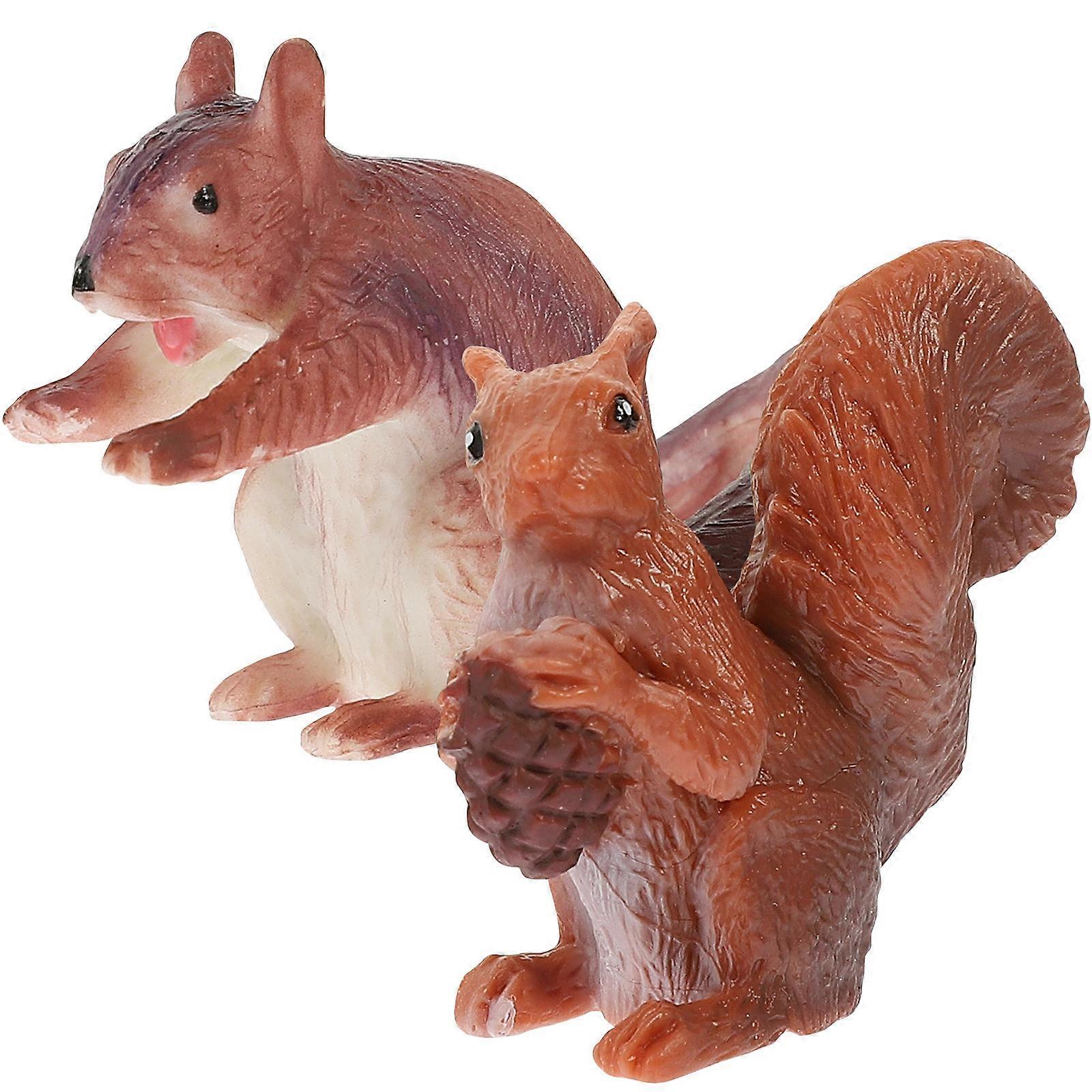 Squirrel Miniature Animal Models 2PCS Educational Home Decor Figurines for Indoor, Bedroom & Garden Display Realistic Wildlife Learning Props