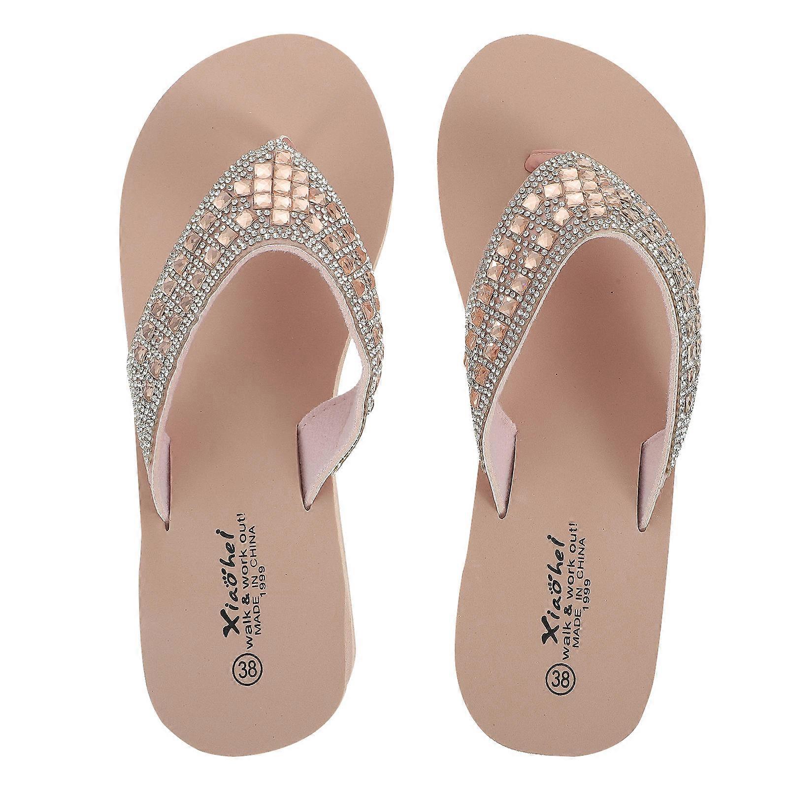 Sandálias Flops Antiderrapantes Sapatos de Praia Rosa 9.432 Polegadas 1 Par