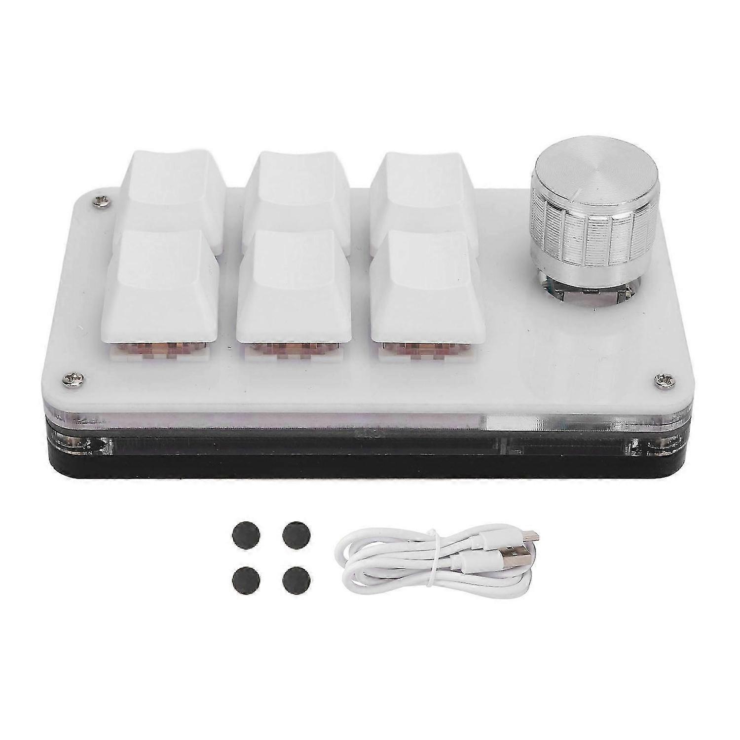 Mini Macro Mechanical Gaming Keyboard 6 Keys One Handed USB Type C PC Keypad Programming RGB Pad Dustproof Red Switch