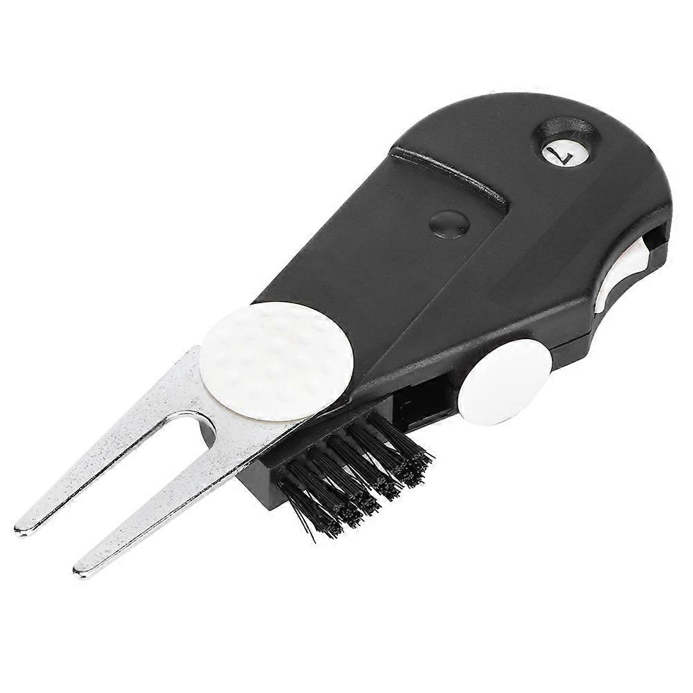 MultiFunction Golf Divot Tool Tool with Tuning Fork Ball Marker Brush Stroke Counter and Belt Clip