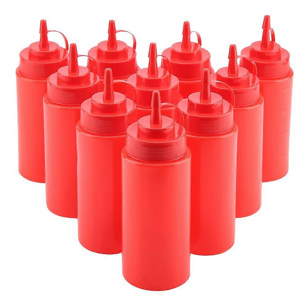 460ml 10pcs / Set Plastic Condiment Dispenser for Sauce Oil Cream Vineger (Red)