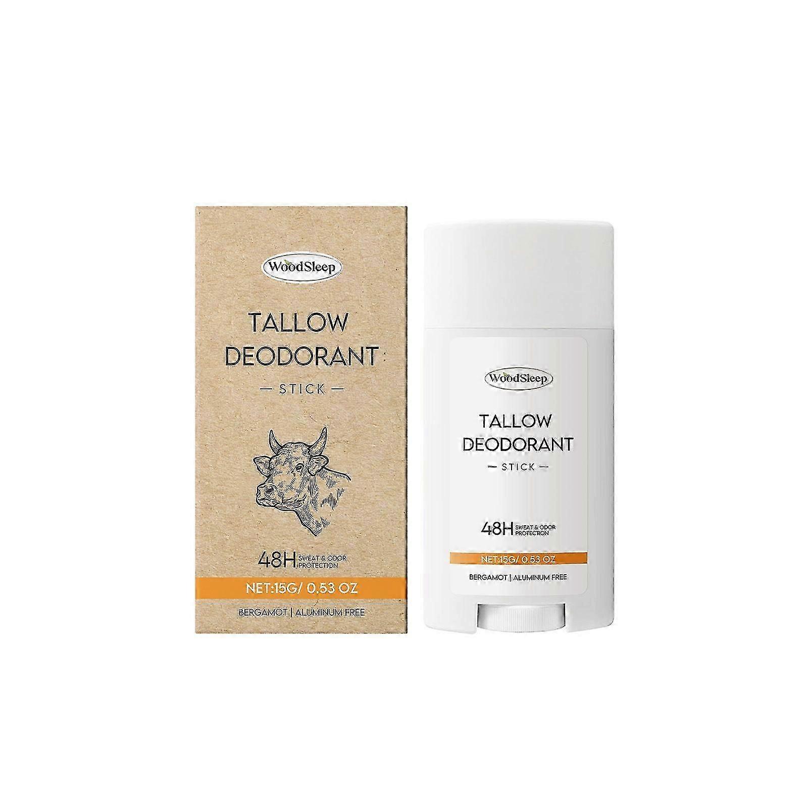 Tallow Deodorant, Grass-Fed Beef Tallow Deodorant Stick, Bergamot Scented, 48-Hour Odor Control for Underarms Private Parts, Aluminum-Free