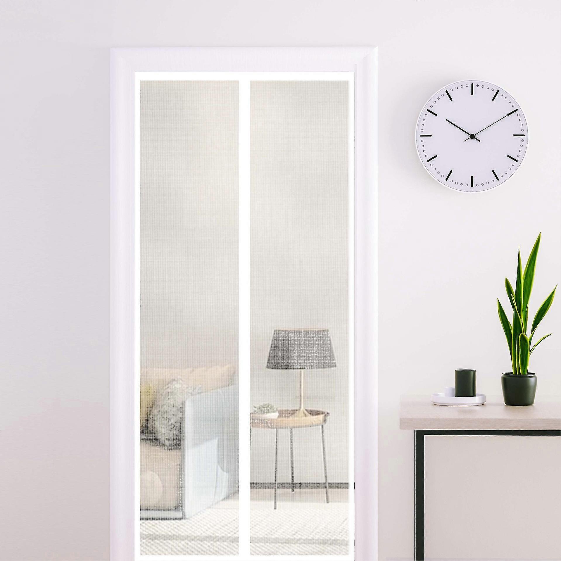 Fly screen door for windows 90x210cm white magnetic mosquito net
