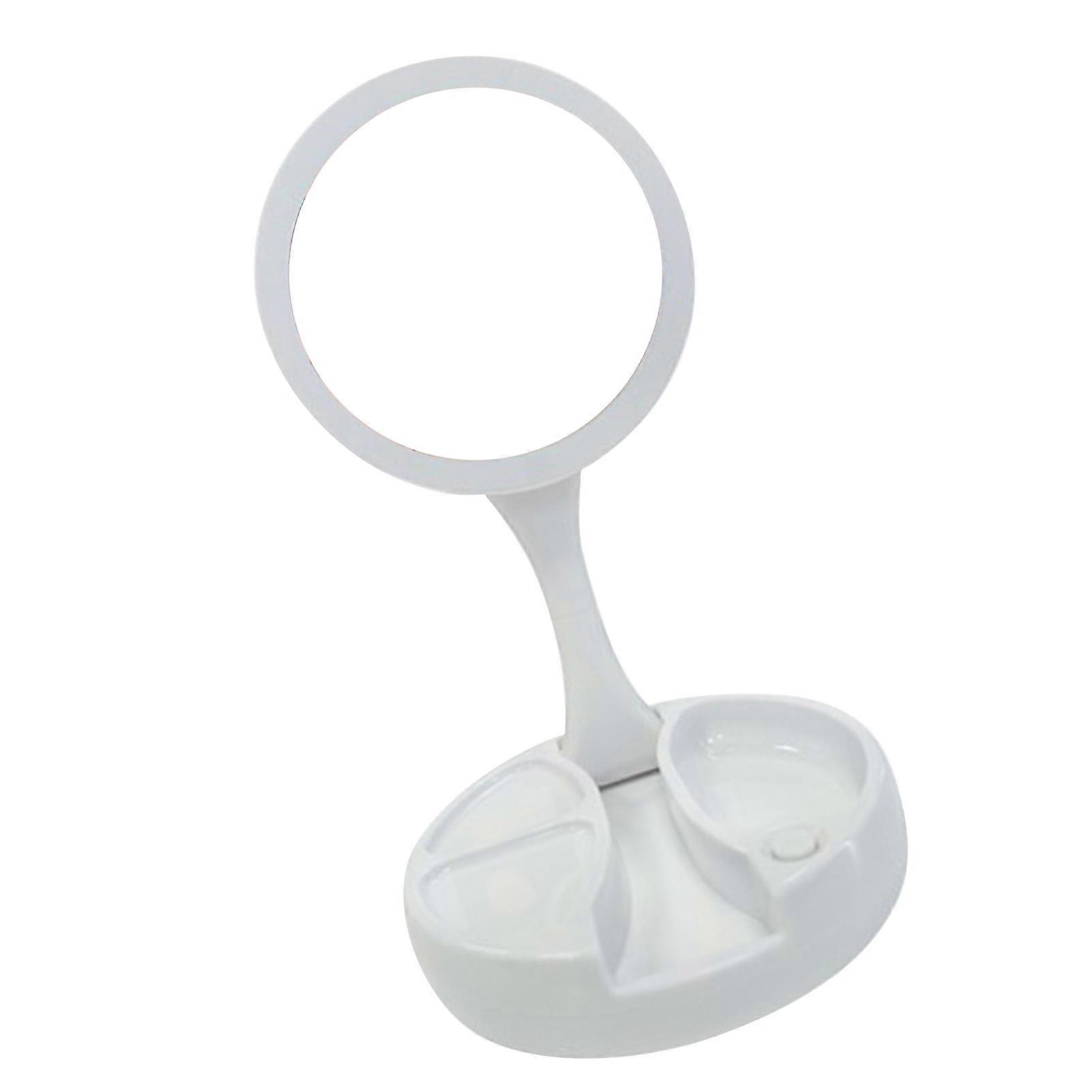 Double Sided Makeup Mirror LED Light Up Foldable Adjustable Cosmetic Tabletop Battery Charging Mirror
