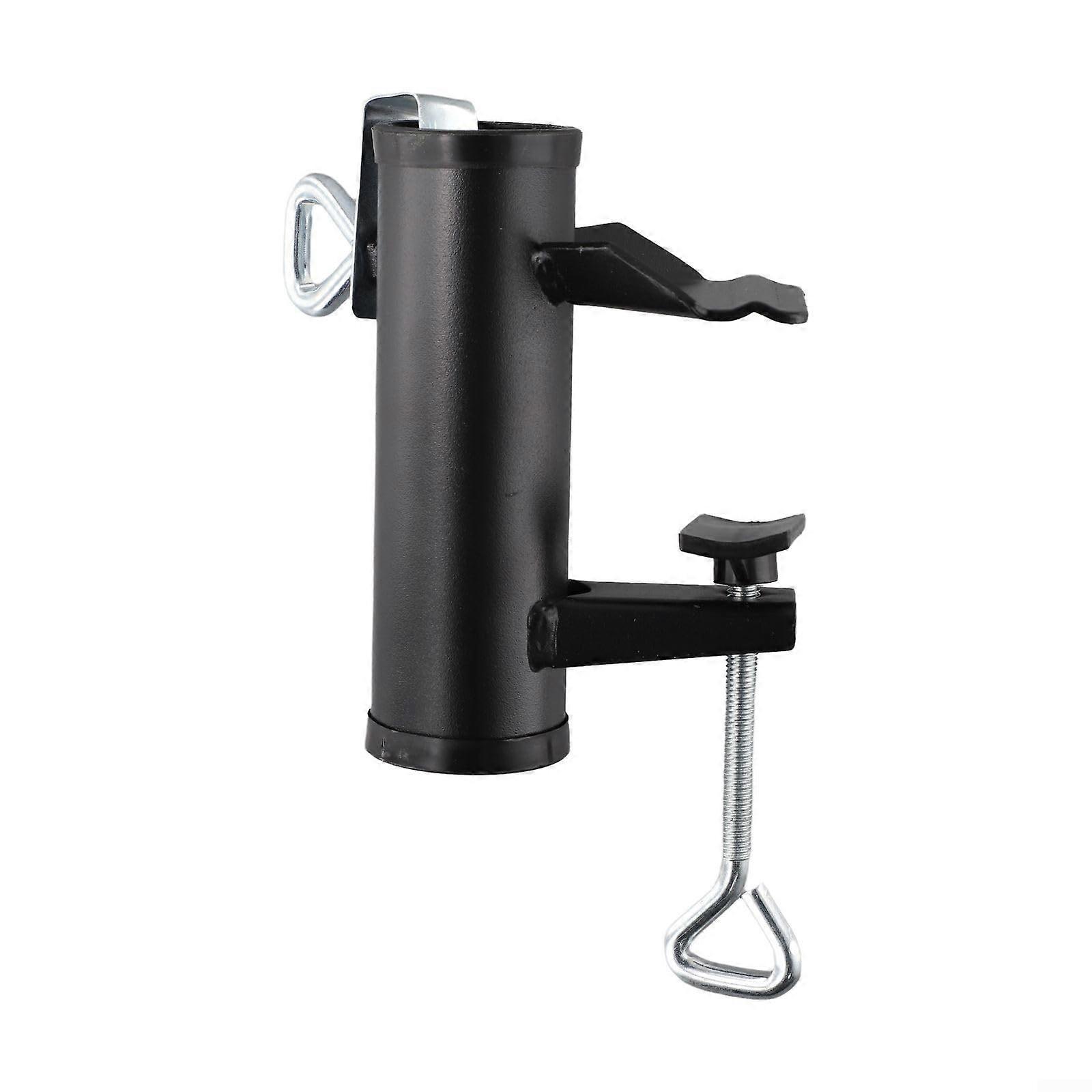 Robust Umbrella Holder Clip for Garden and Balcony, Matte Black, Weatherproof, Universally Compatible, Stable Hold