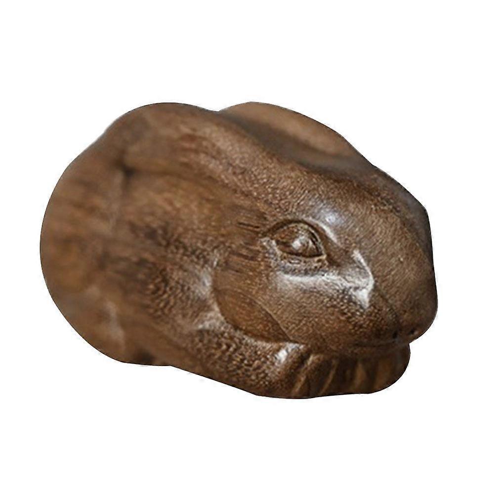 Wooden Bunny Sculptures Desktop Carved Bunny Decor Appearance Design Synthetic Material Indoor Decoration 1Set