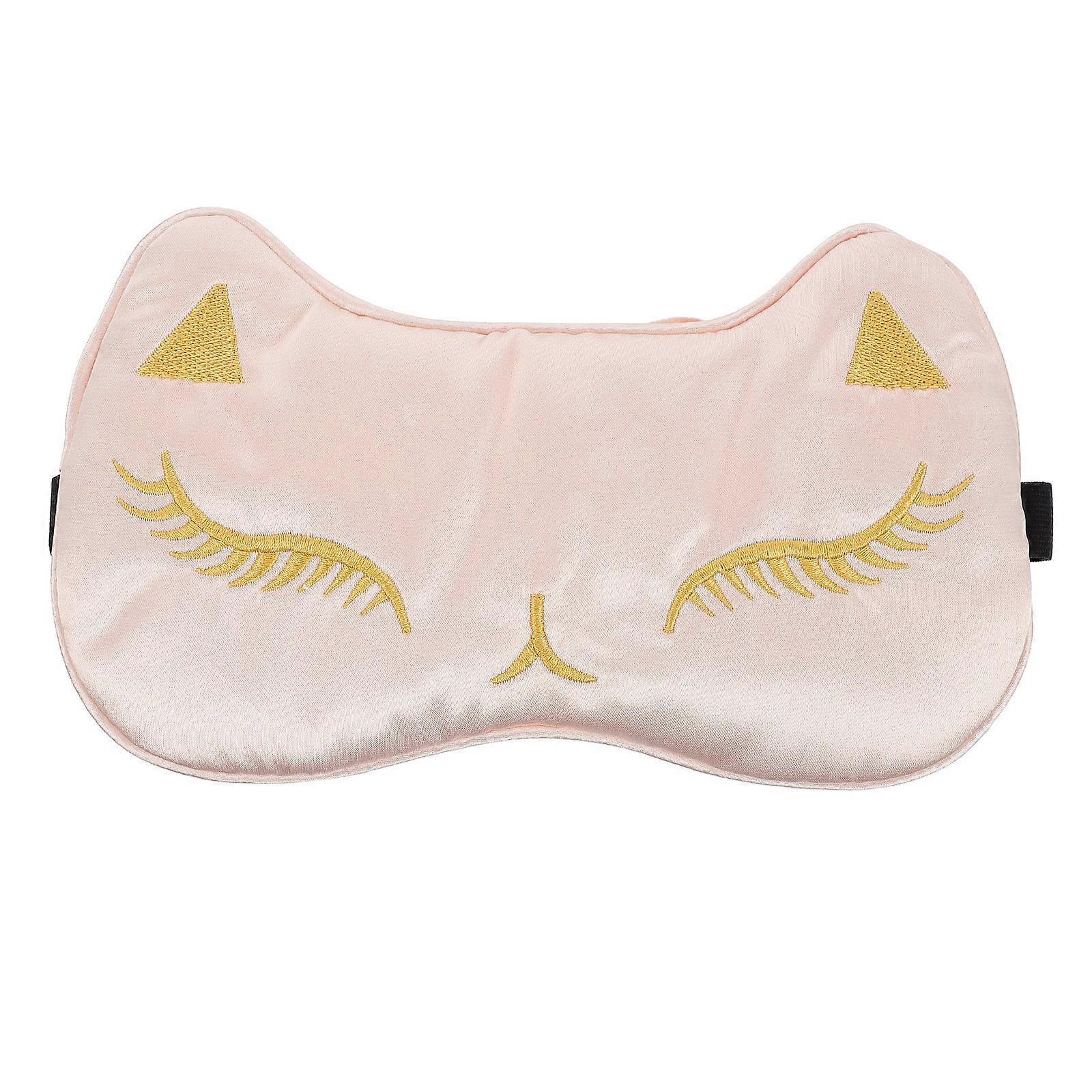 Pink Artificial Silk Eye Mask for Sleep with Supple Material and Elastic Band 1Pc