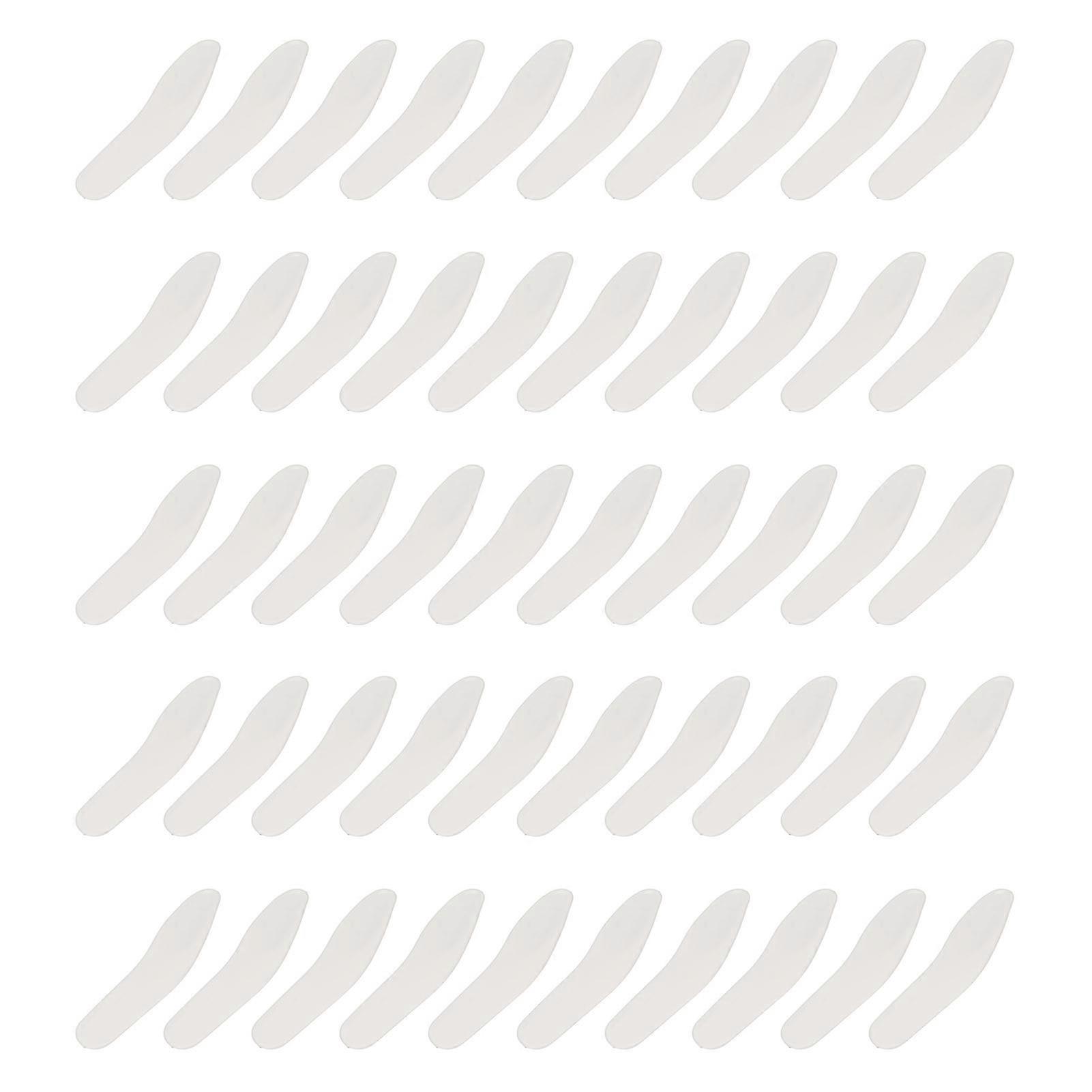 50pcs Mini Cosmetic Cream Spatula Curved Shaped Reusable Eye Cream Applicator for Nail Glue White