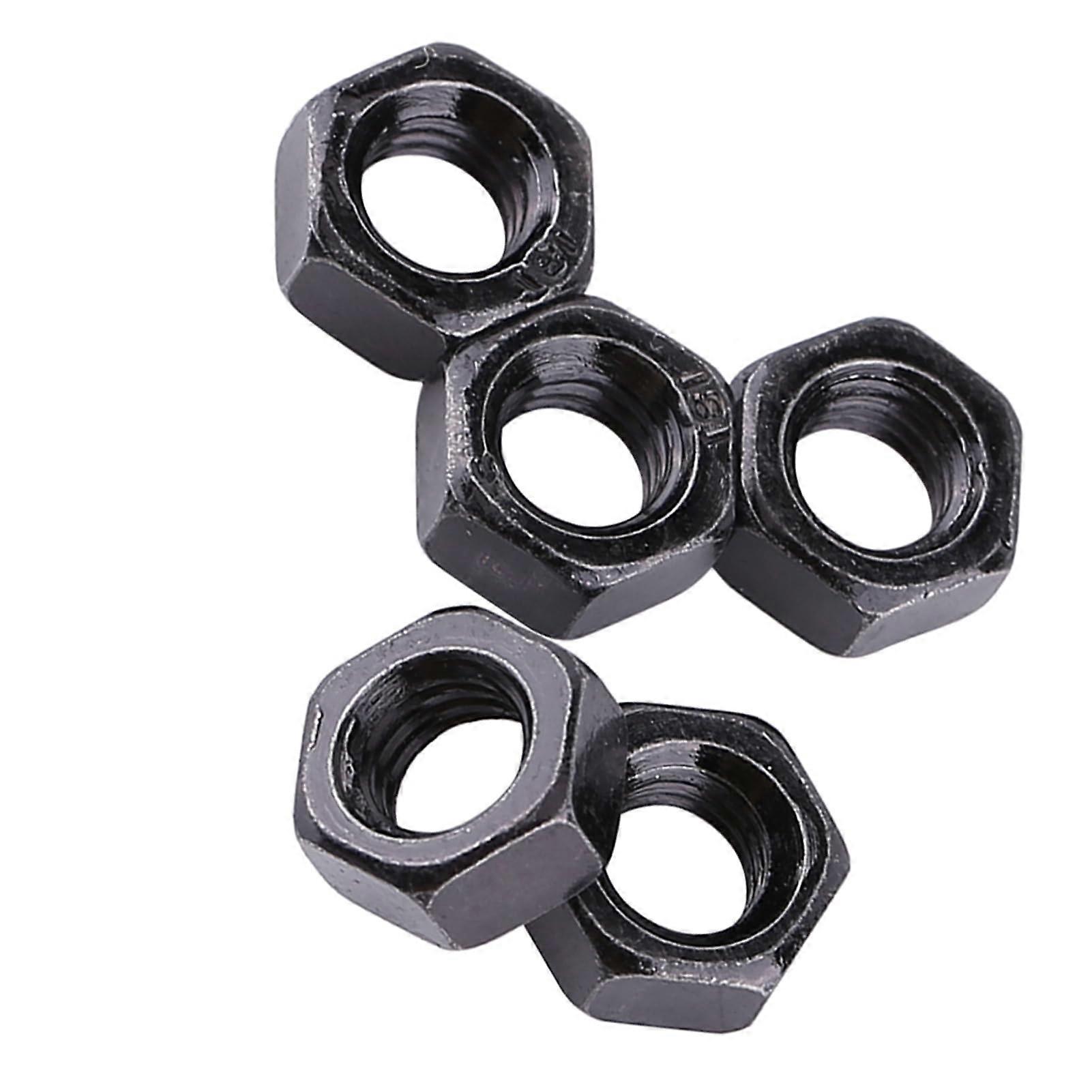 Six nuts with thread, 100 pieces DIN934 M2M5 hex nuts made of black galvanized carbon steel for assembly (M3).