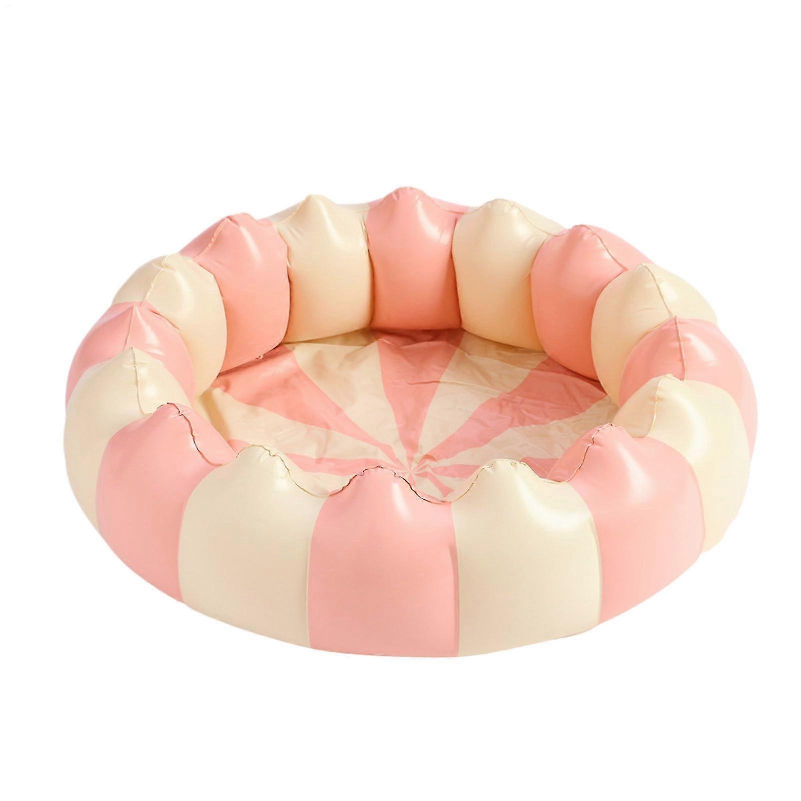 Retro Striped Inflatable Pool Round Ball Pit for Backyard Outdoor Pink