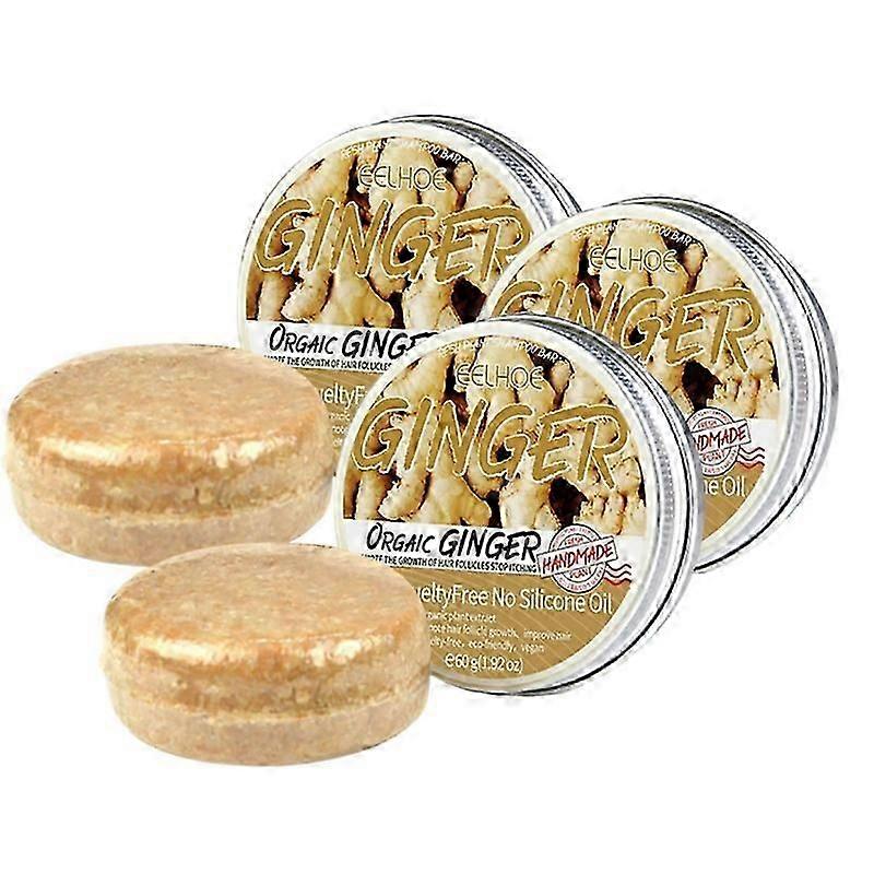 3個入り天然生姜育毛シャンプーバー、育毛促進、抜け毛防止シャンプーソープ