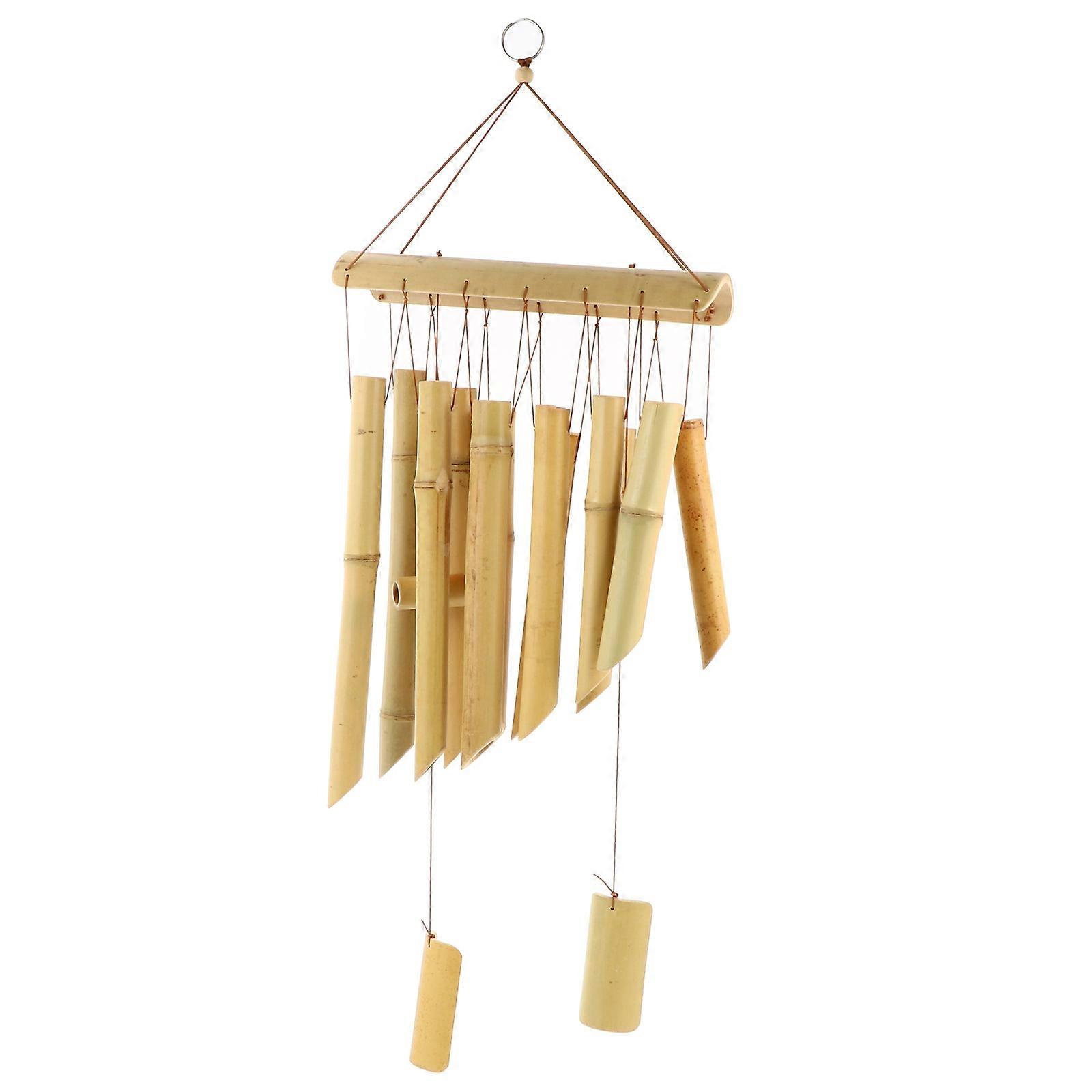 Bamboo Wind Chimes Hanging Decor for Doors Rooms Gardens Beige Color 1pc