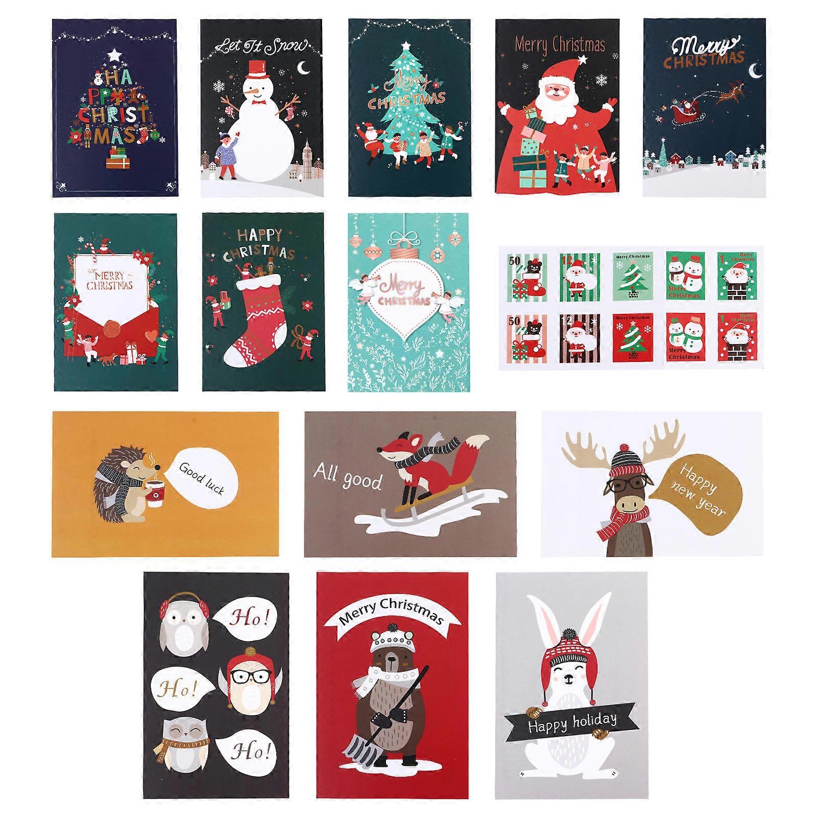 Paper Greeting Cards Invitation Set 15X10CM Assorted Color For Christmas Celebration Creative Design 1 Set 14 Pcs