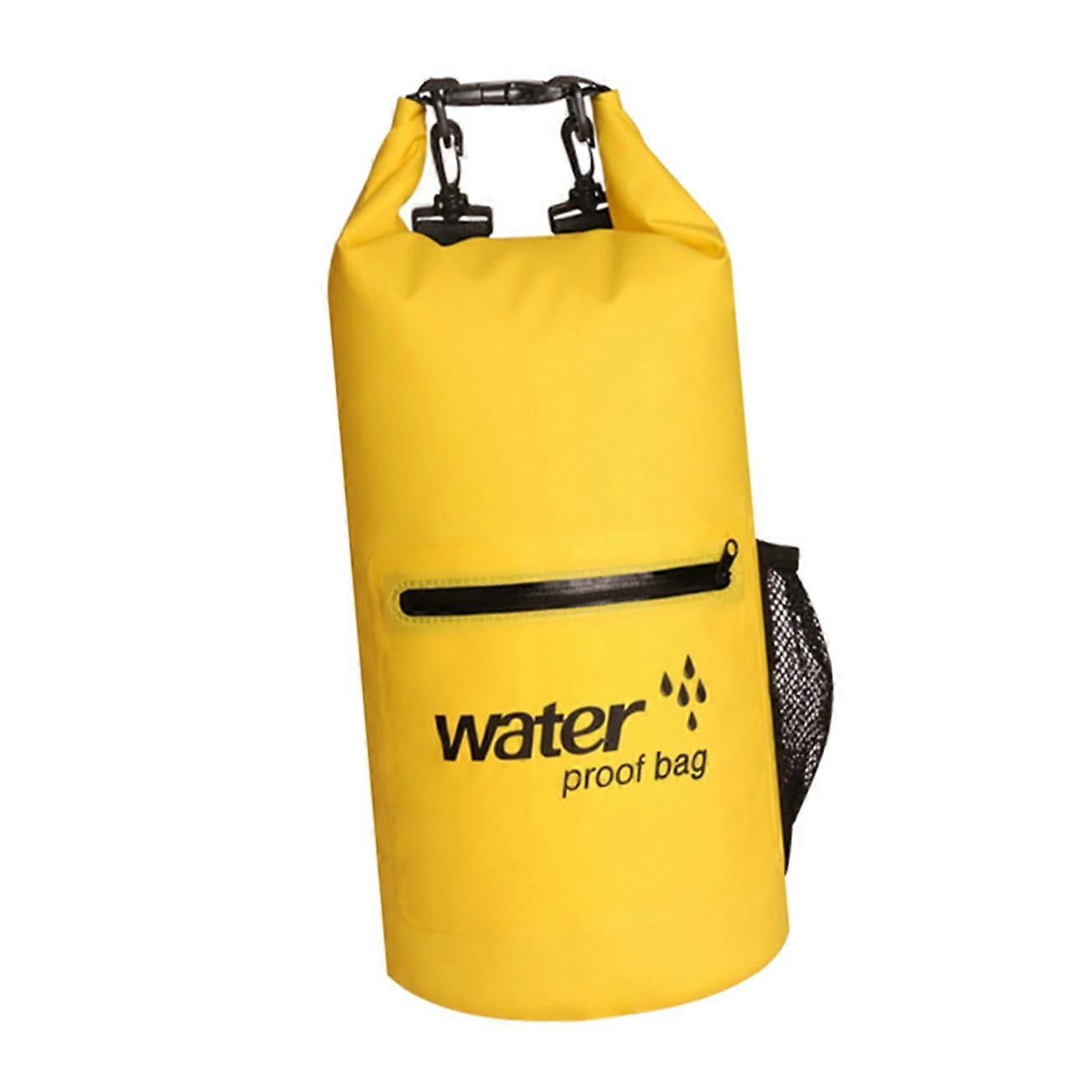 10L Inflatable Waterproof PVC Swimming Bag For Kayaking, Boating, Rafting, Fishing, Yellow Buoy With Mesh Fabric Rescue
