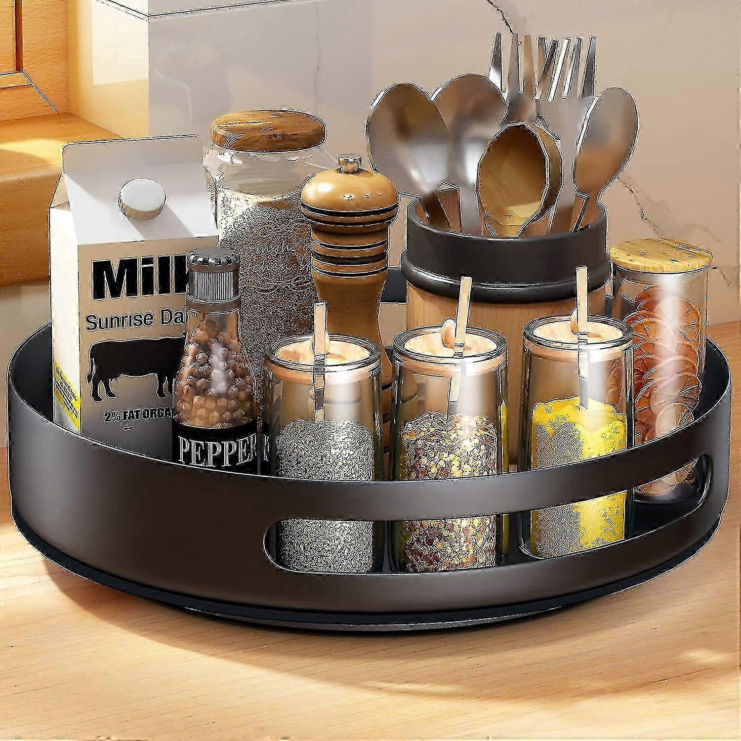 Rotating Metal Spice Rack, Used For Cabinets, Counters, Closets, Kitchen Or Pantry Tables Zekai Edition 0719