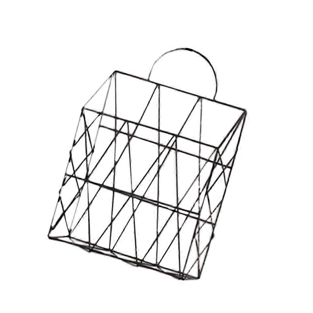 Geometric Wire Design Magazine Holder With Handle For Books 25 5 X 10 X 38Cm Black Iron 1Set