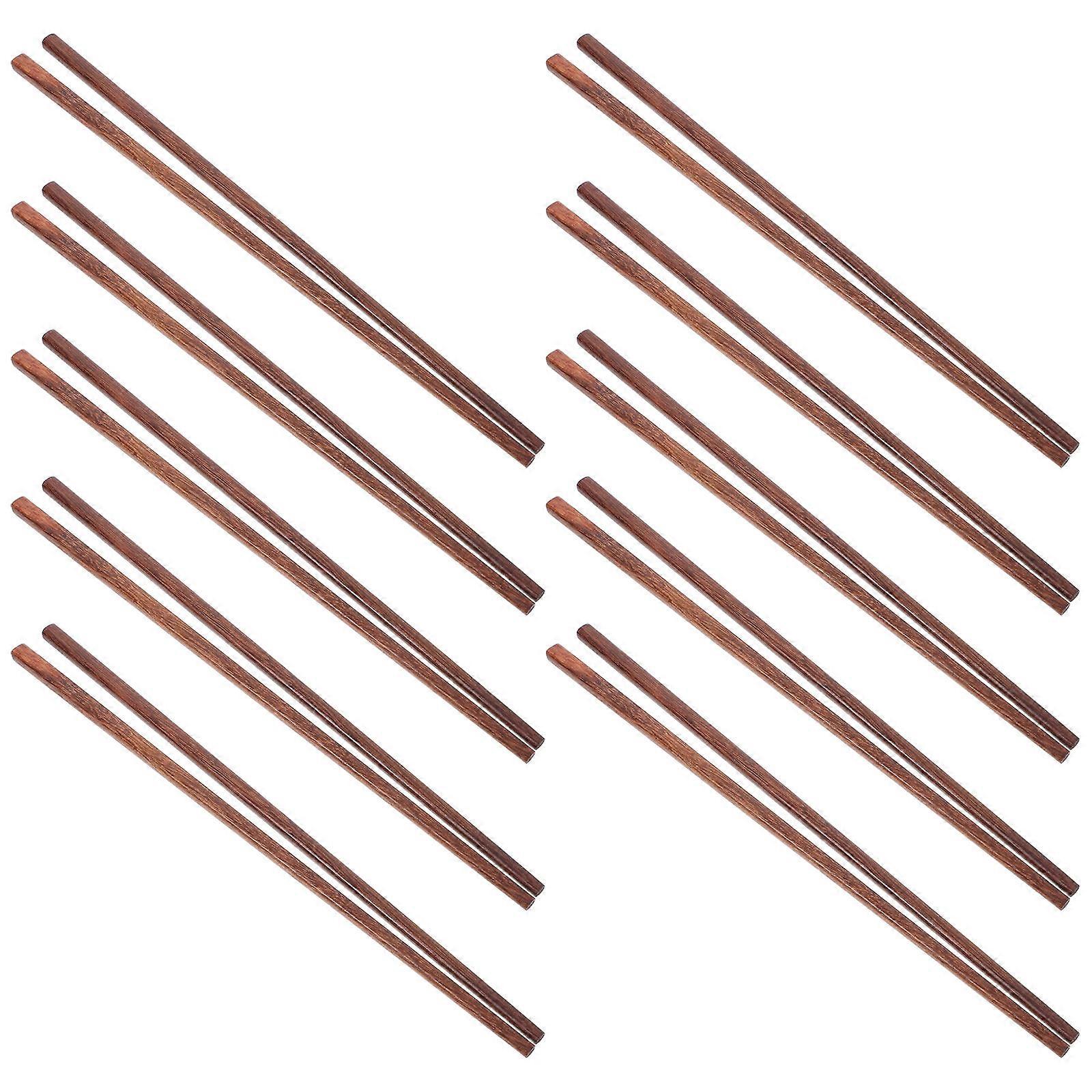 10 Pairs Reusable Long Wooden Chopsticks, Dishwasher Safe, for Hot Pot, Frying, Noodles, Elegant Solid Design, Perfect for Family Dining and