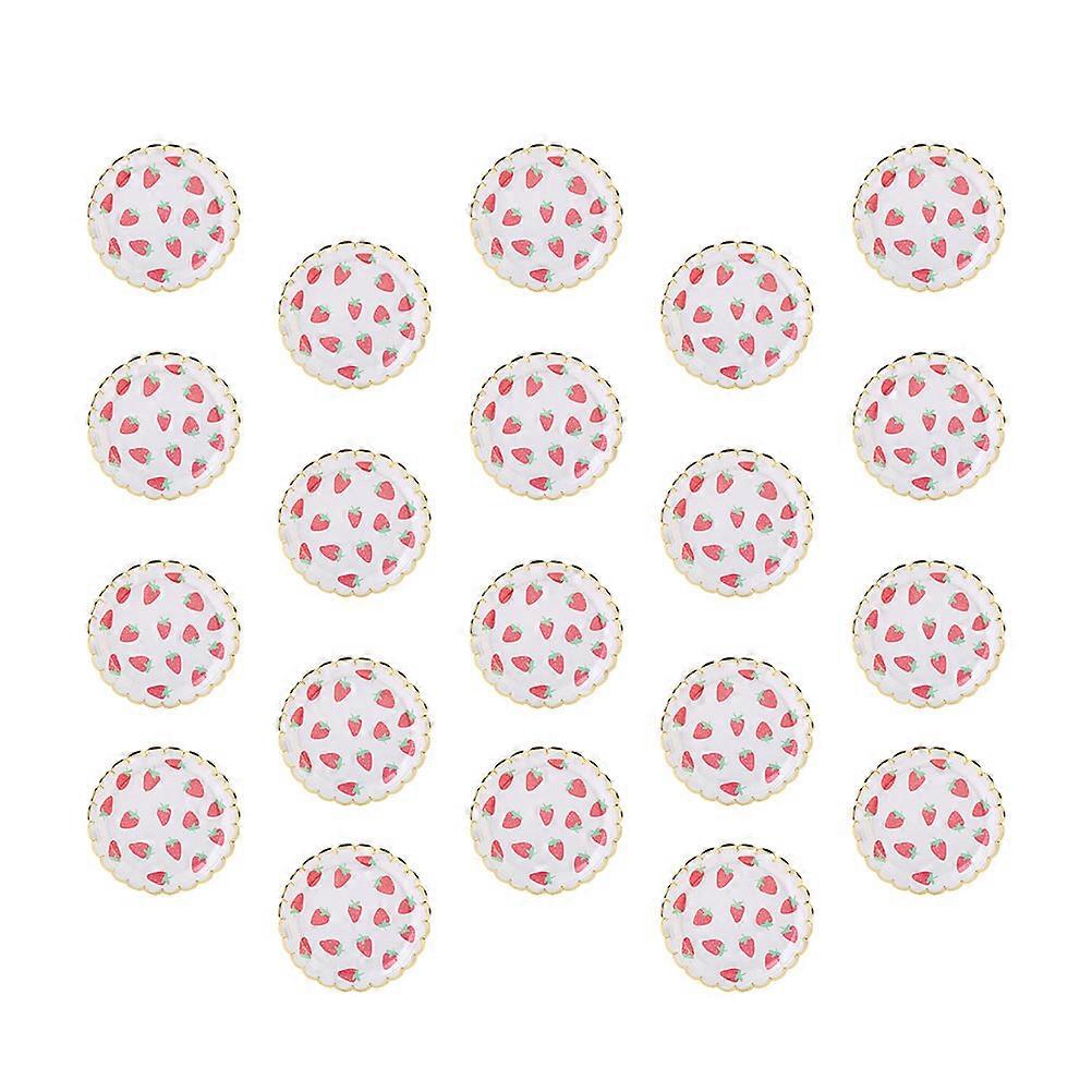 20pcs Strawberry Paper Plates Creative Fruit Party Tableware For Home For Birthday Tableware