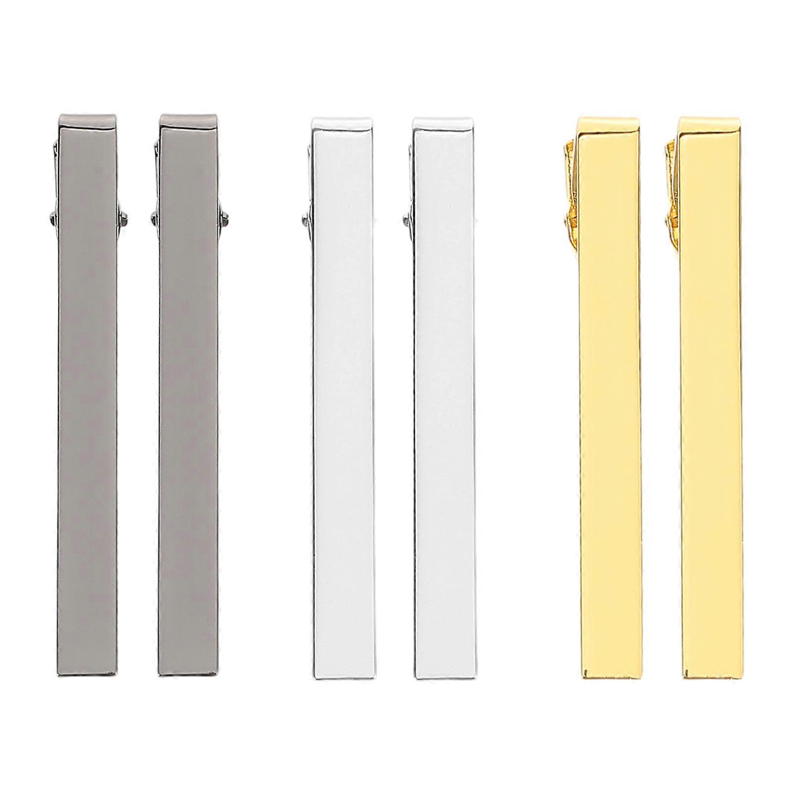 6pcs Metal Necktie Clips for Men – Elegant Tie Pinch Clips and Versatile Accessories for Weddings, Business Events, and Formal Occasions