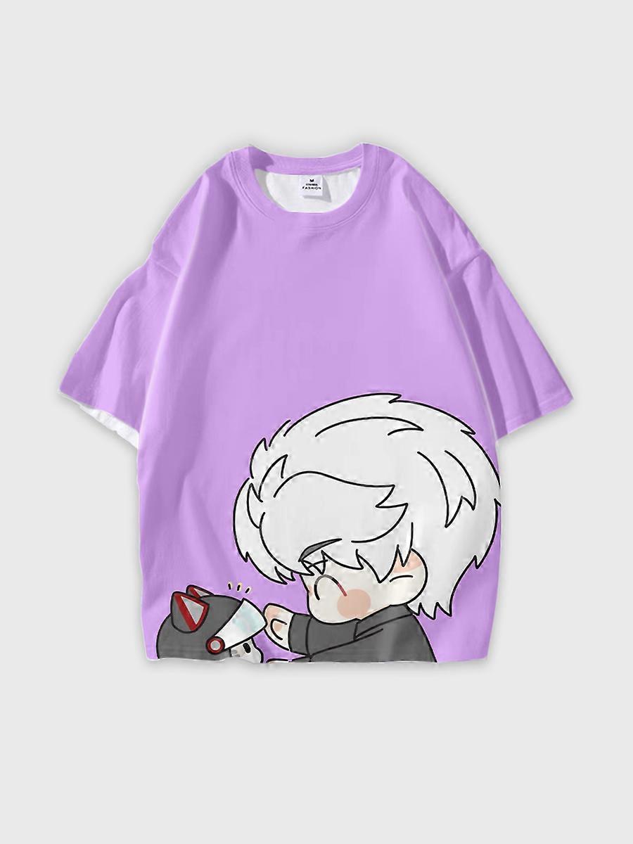 T-shirt round neck Role Pattern loose short sleeve B647