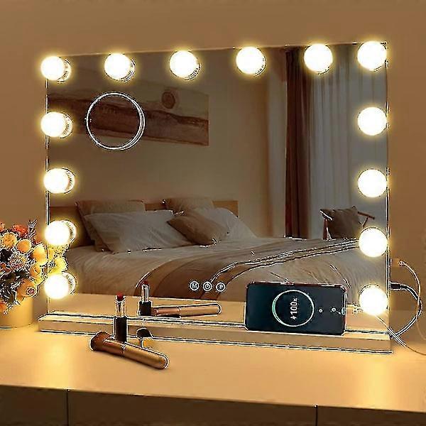LED mirror USB makeup with lights on 10 bulbs 3 light modes Tabletop wall mounted makeup mirror (lights only)