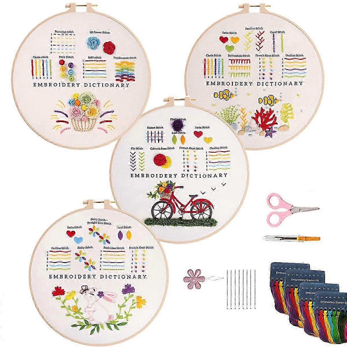 2025 Embroidery Kit for Beginners Adults & Kids to Learn Basic Embroidery Stitch Practice Kit,Embroidery Starter Kit for Beginners with Embroidery Pat
