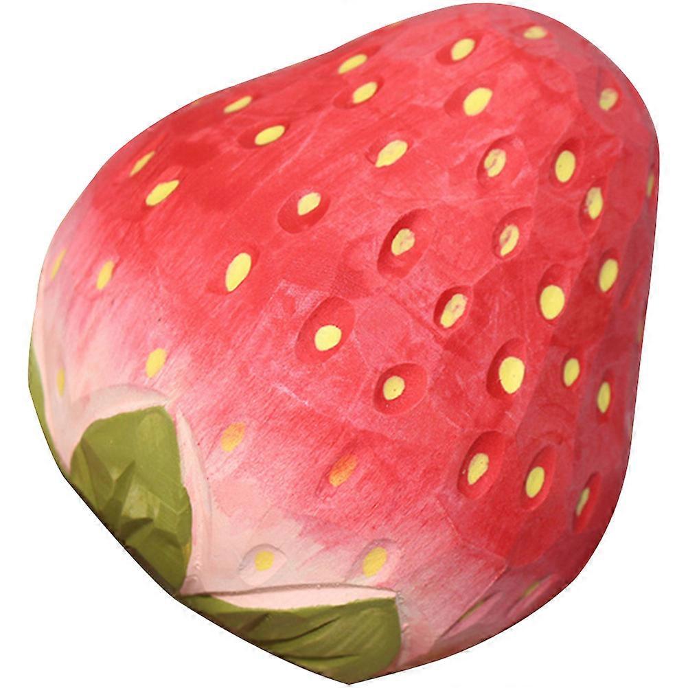 Artificial Strawberries Models Car Ornament Display Sample Vintage Style 8x7x7cm Wood Material 1Set