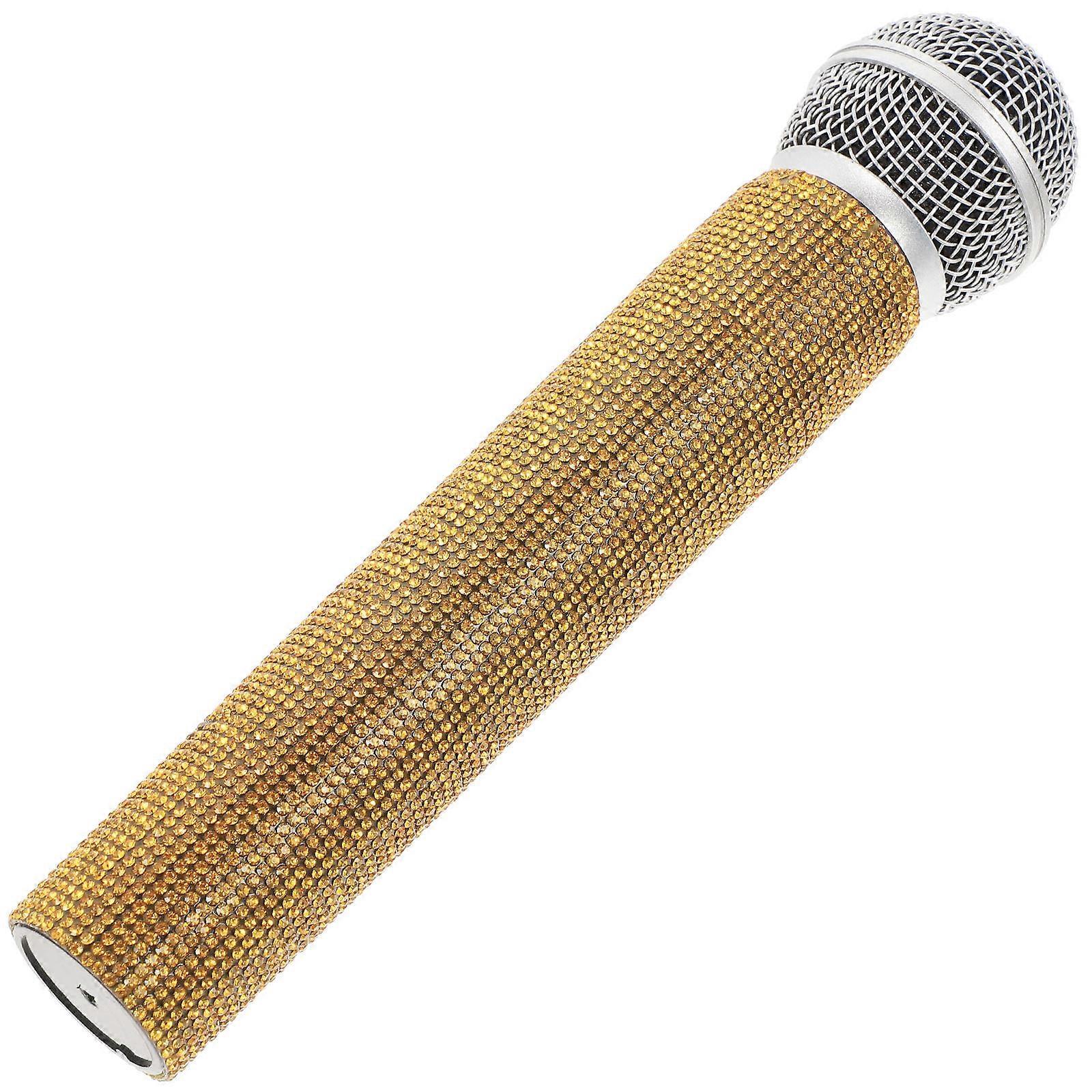 Golden Simulation Microphone Prop for Pretend Microphone Toy