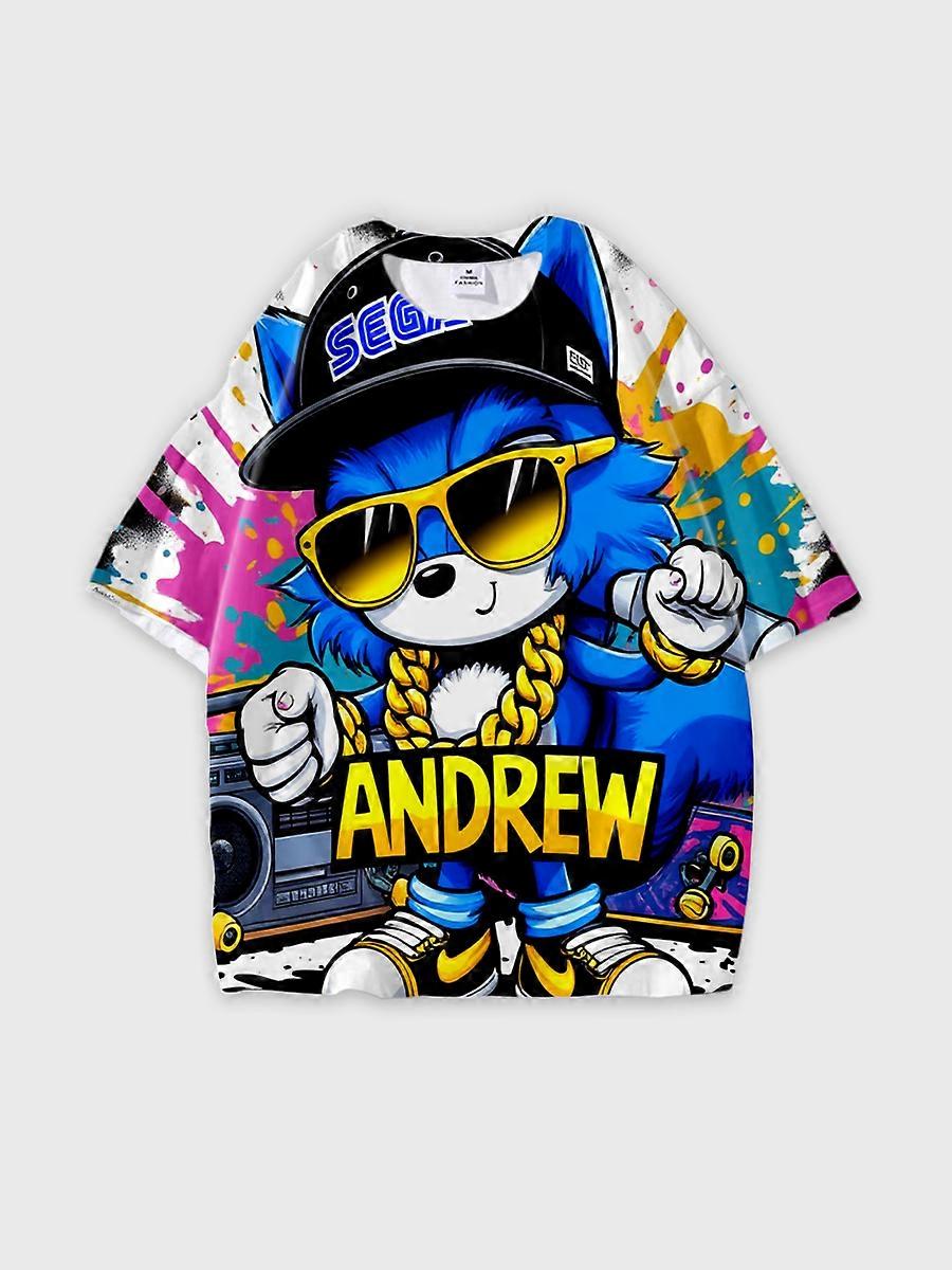 T-shirt round neck Pattern loose short sleeve N358