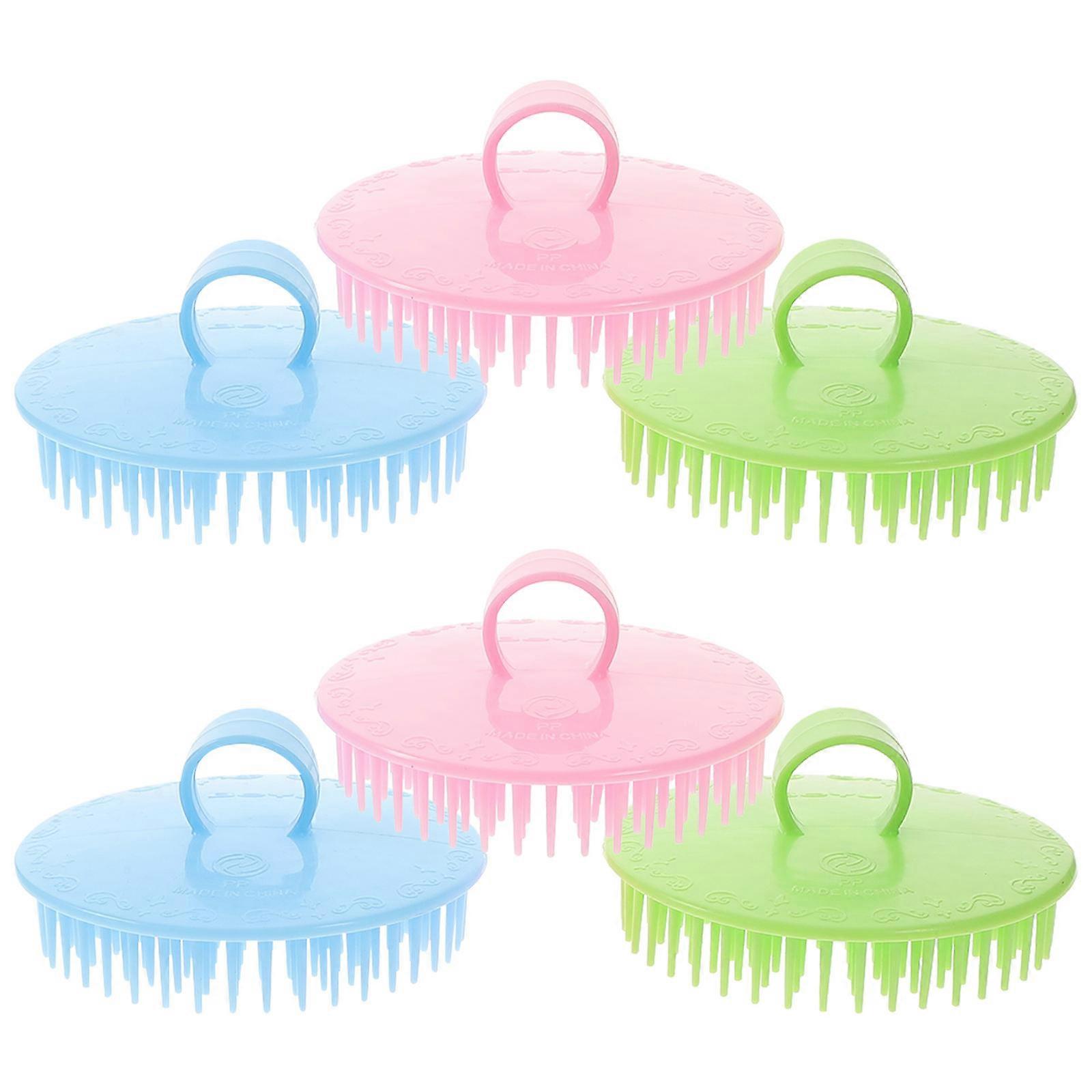Shampoo Massage Brush for Bathroom Use with PP Material Assorted Color 6 Pieces