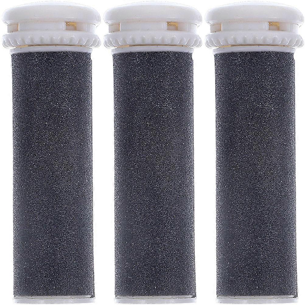 Electric Foot File Roller Replacement Heads for Home Use Durable ABS Black 3 Pieces