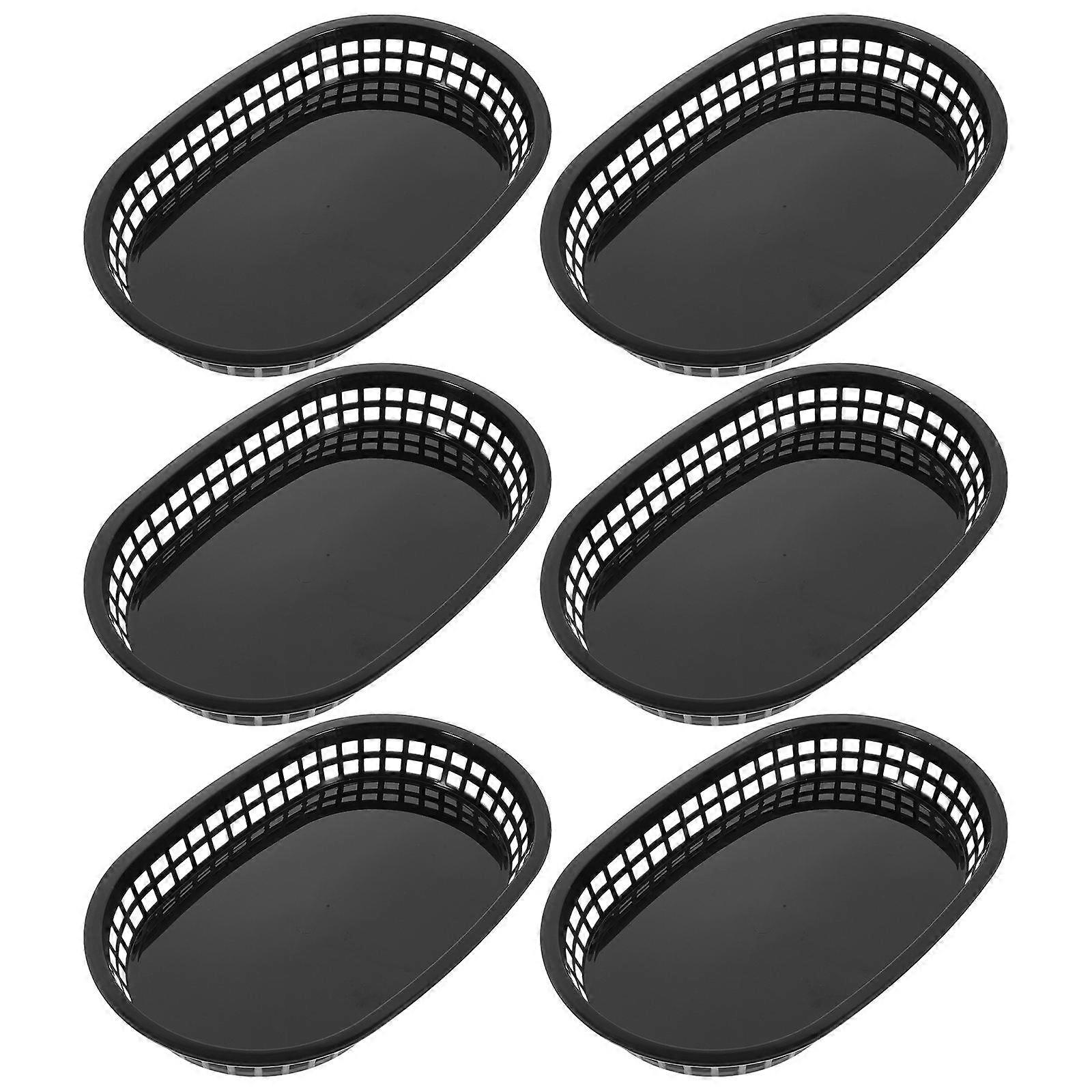Reusable Food Basket Oval Chip Baskets For Serving Picnic 26.9X17.6X3.6CM 6Pcs