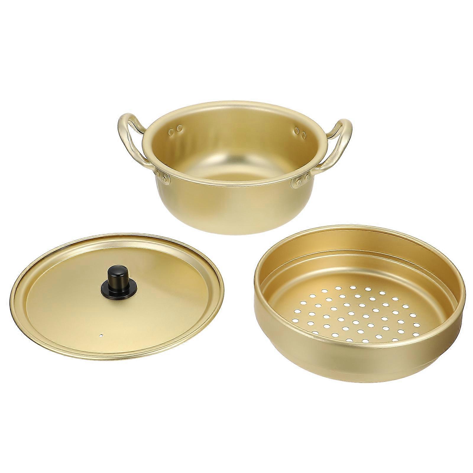 Multifunctional Cooking Pot Home Steamer Kitchen Tools Ideal For Friends Family Gift Golden Color 1 Set