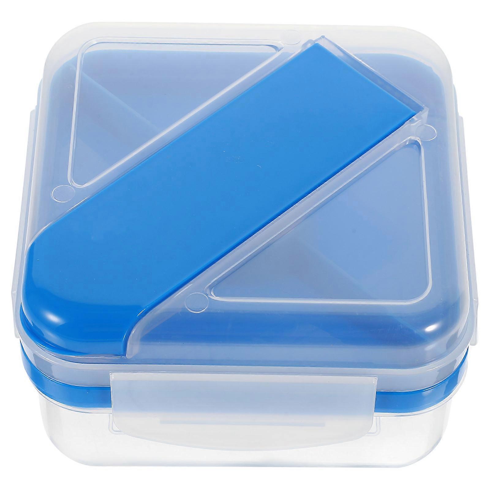 Blue Plastic Portable Compartment Lunch Box Easy to Clean LeakProof for Outdoor and Daily Use 4.