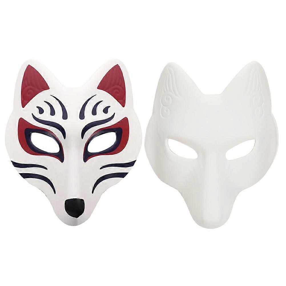 2pcs Blank Fox Masks for DIY Painting – Unpainted Handmade Masquerade Masks for Arts, Crafts, Cosplay & Party Decorations