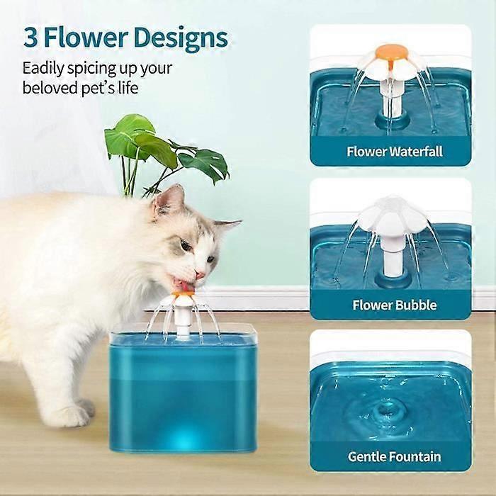 2L Cat Dog Water Fountain Auto Shut-Off Water Dispenser with Replaceable Filter Blue