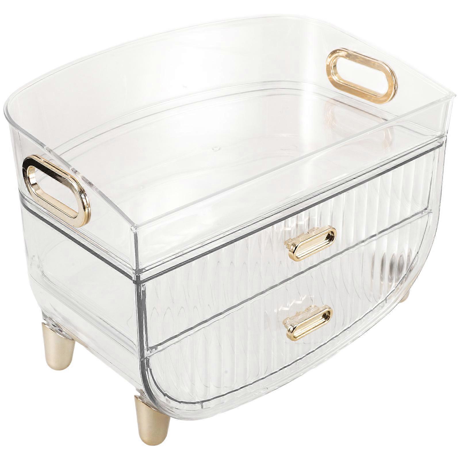 Transparent Plastic Makeup Organizer with Drawers for Vanity Countertop Storage Large Capacity